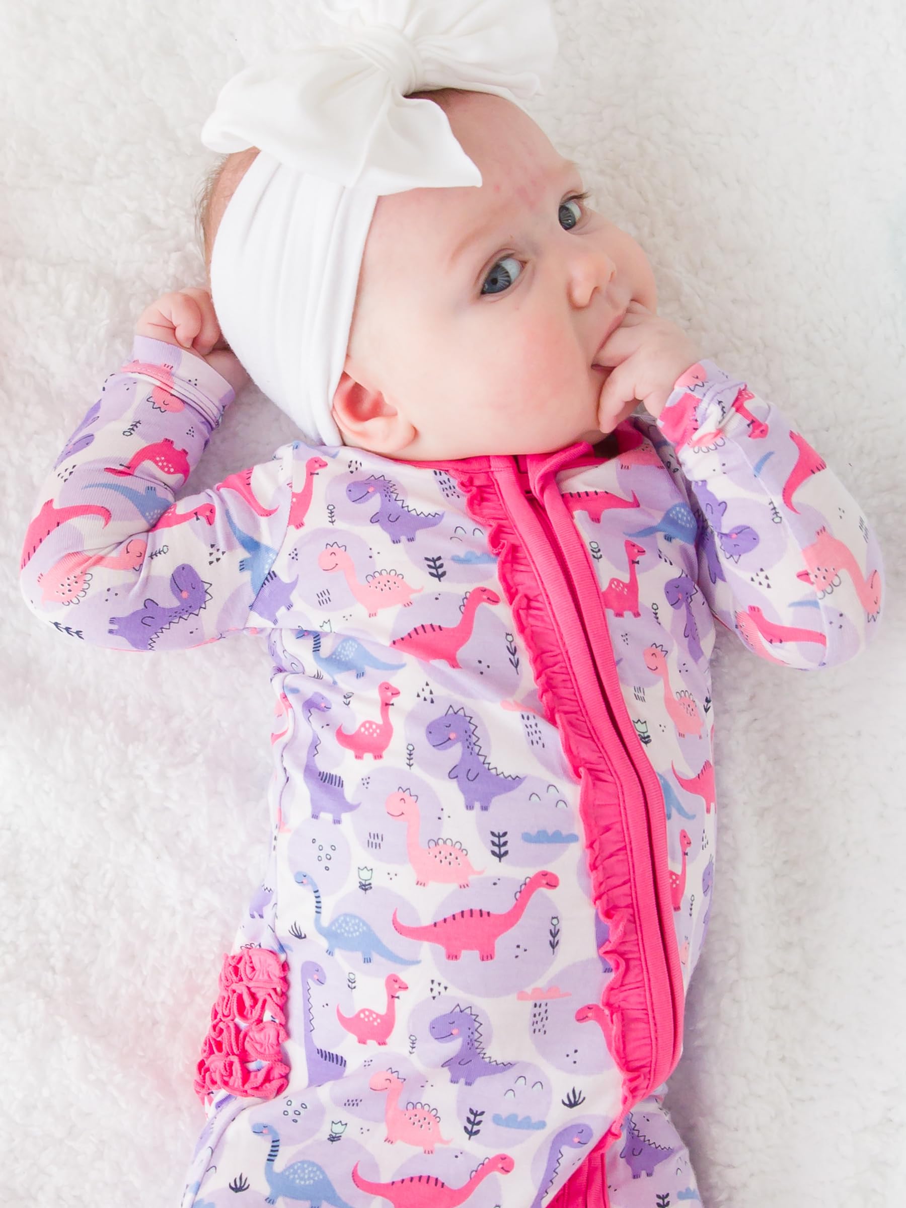 RuffleButts Sweetie-saurus Ruffle One Piece Footie Pajamas - 3-6m