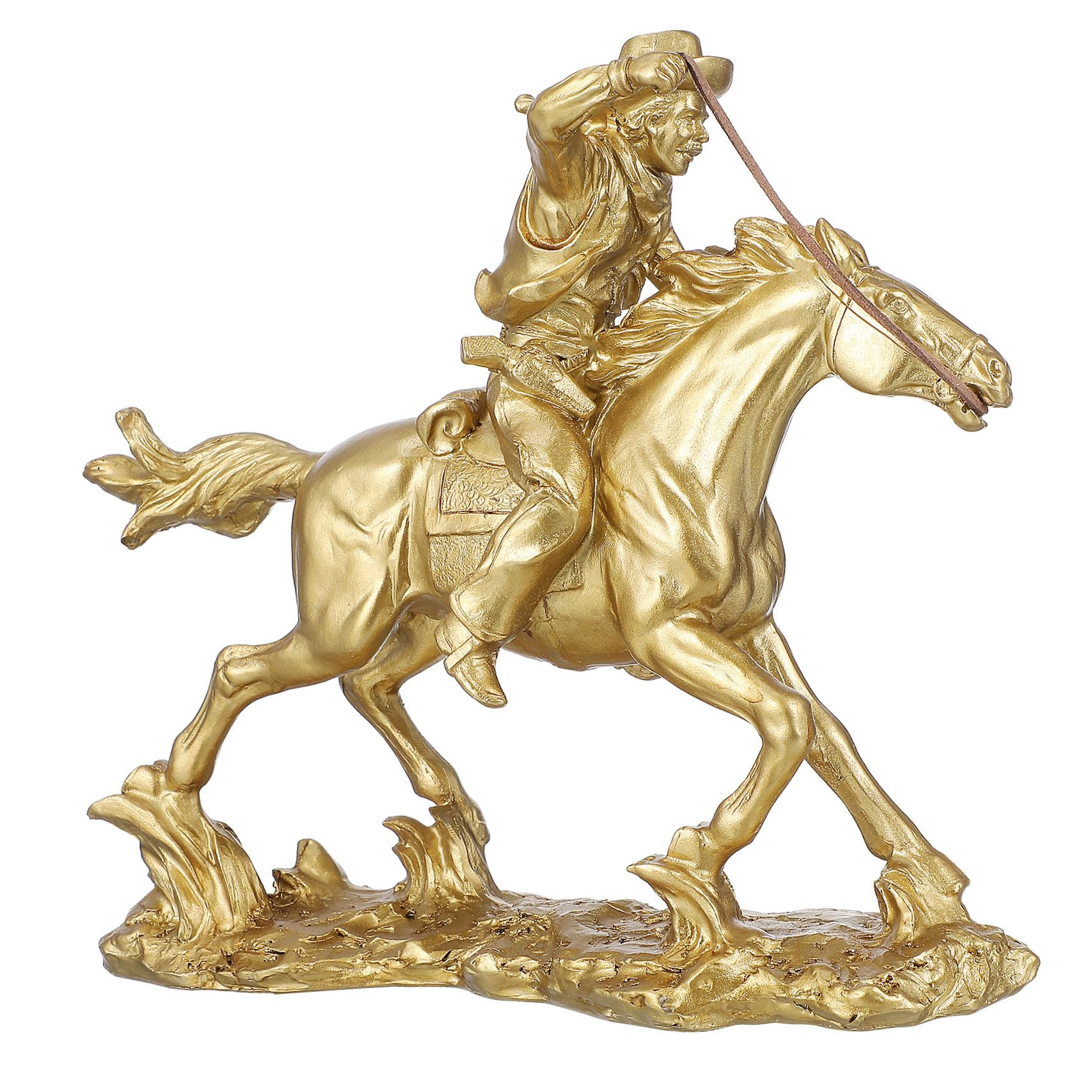 Figurine de cheval en résine or debout pour sublimer l'étude ou le bar