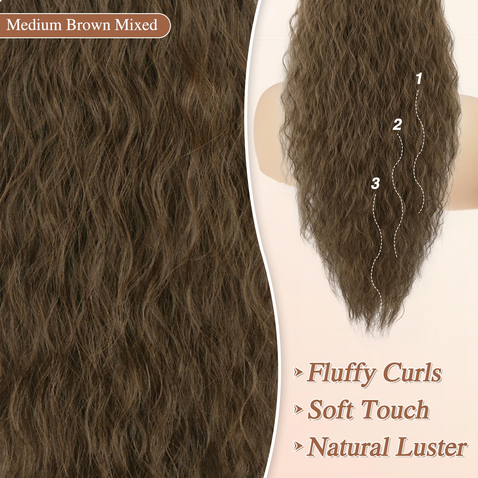 BARSDAR 30 Inch Long Curly Wavy Drawstring Ponytail Extension - Image 3