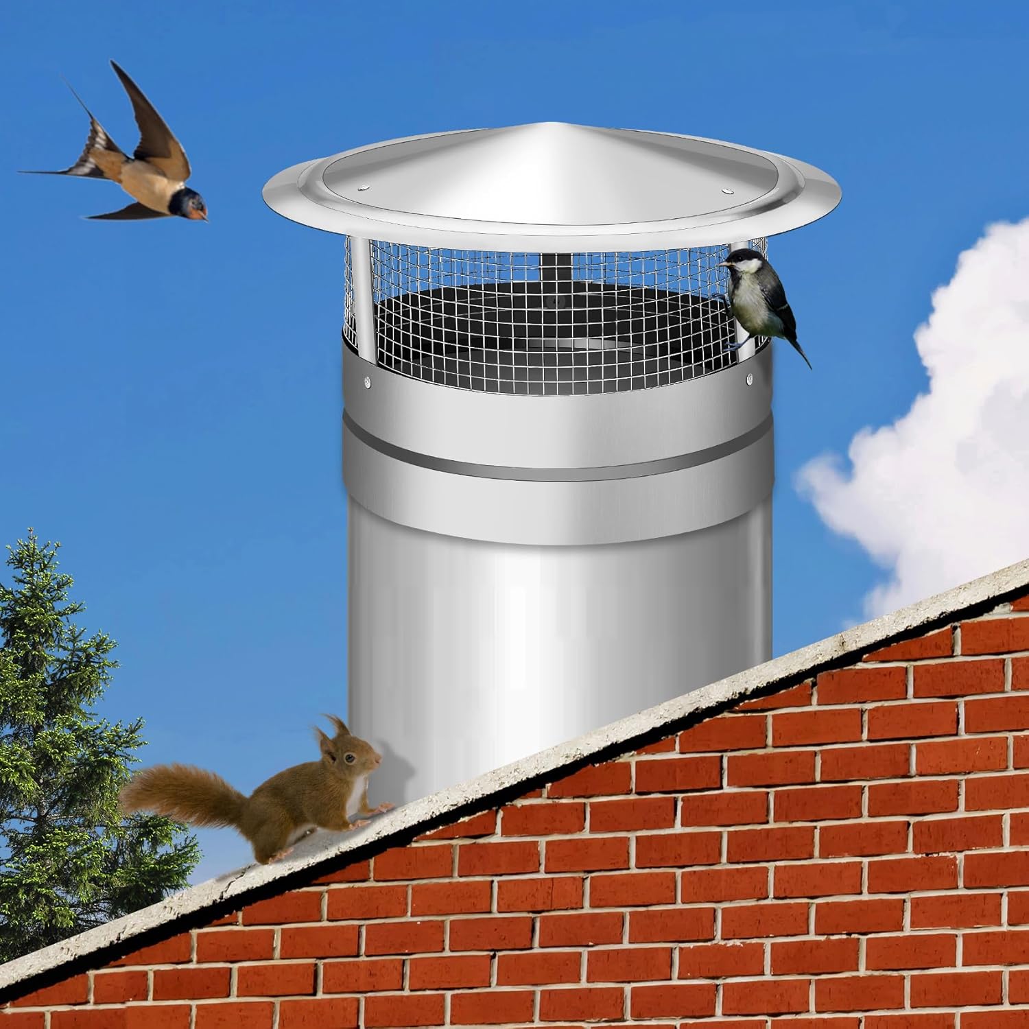Ebusin 14 Inch Round Chimney Cap, 14 Inch Chimney Cap with