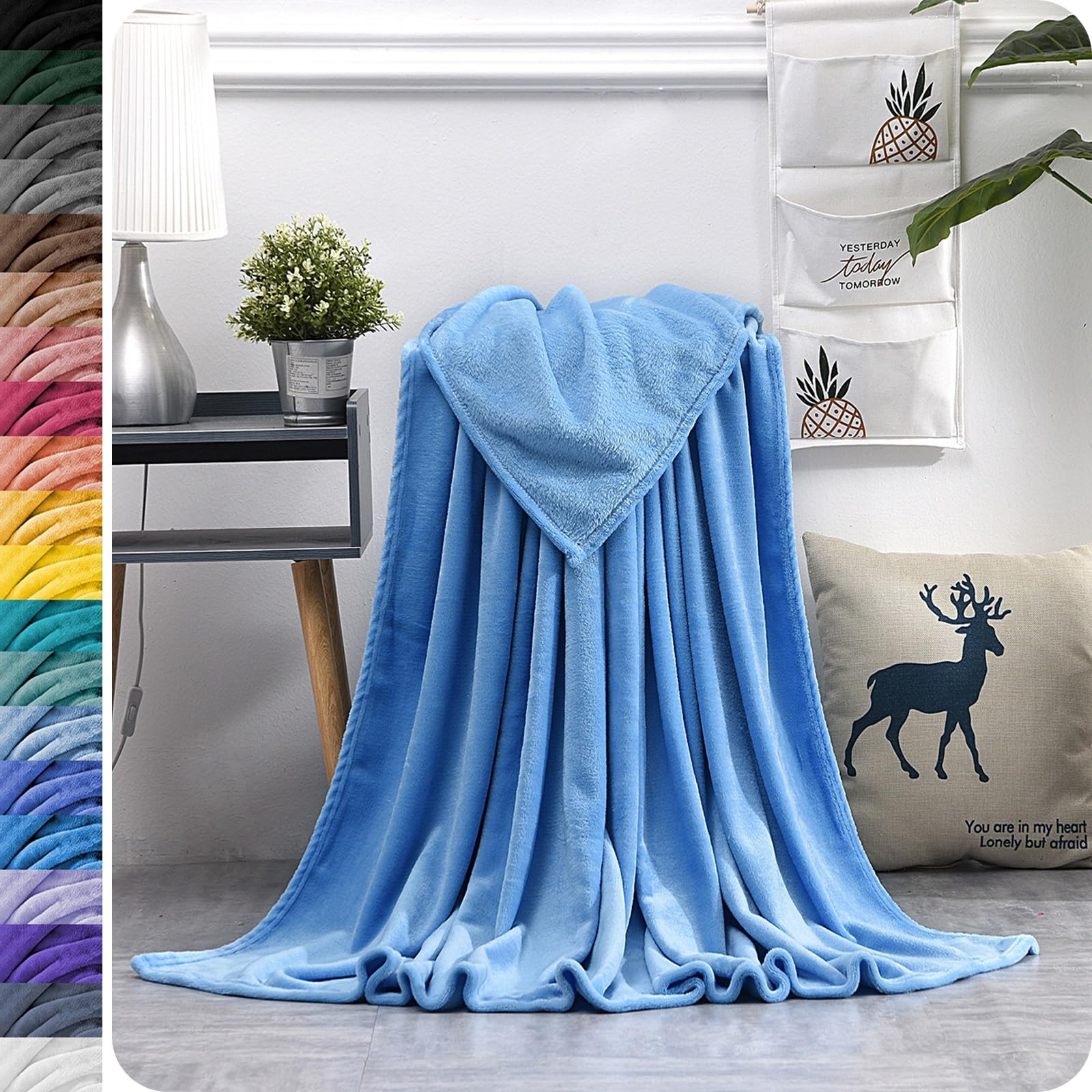 Bed Blankets for Bed 120 x 180 cm There are Different Sizes and Colours Available Extra Soft Fleece Blanket for Sofa, Armchair and Travel, Sky Blue
