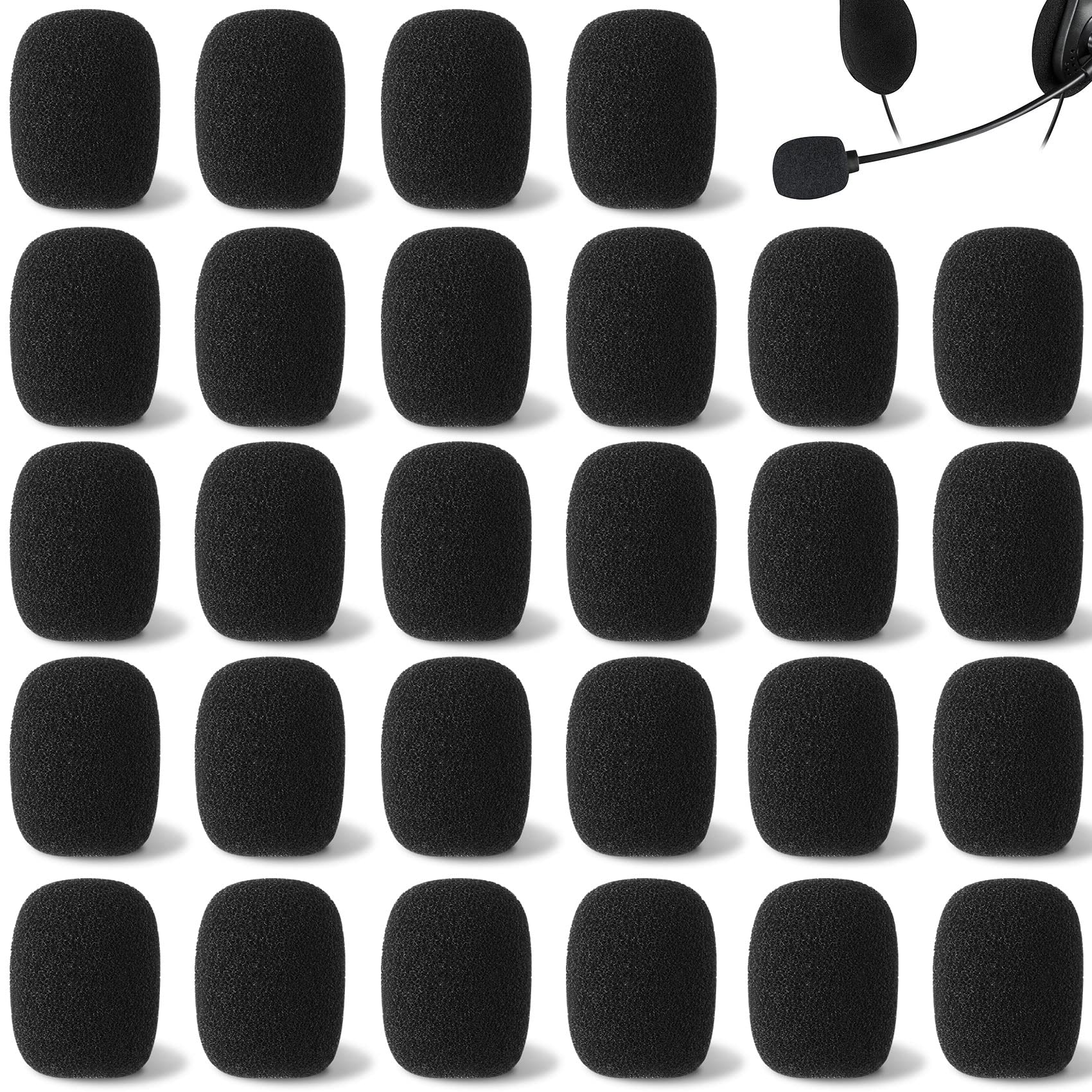 PAGOW Mini-Schaumstoff-Mikrofon-Windschutzscheiben, hohe Dichte, Mikrofon-Headset-Abdeckung, Revers-Mikrofon-Windschutz für Lavalier-Mikrofone, Rauschunterdrückung (L x B: 2,8 x 2 cm, Kaliber: 8 mm)