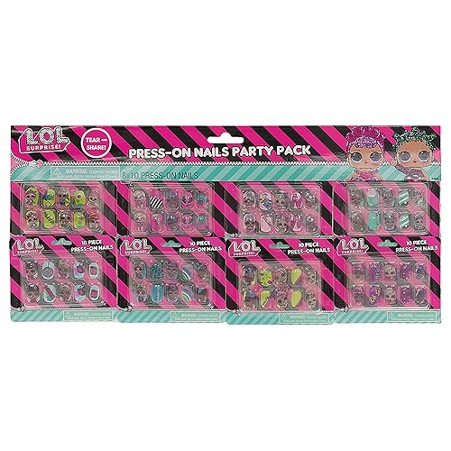 Taste Beauty LOL Surprise - Juego de fiesta de uñas postizas para niños, juego de rasgar y compartir, 80 uñas postizas