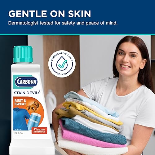 Miniatura 6 de Carbona Stain Devils #9  Óxido y transpiración  Quitamanchas de lavandería de fuerza profesional  Limpiador multitela  Seguro para la piel y telas