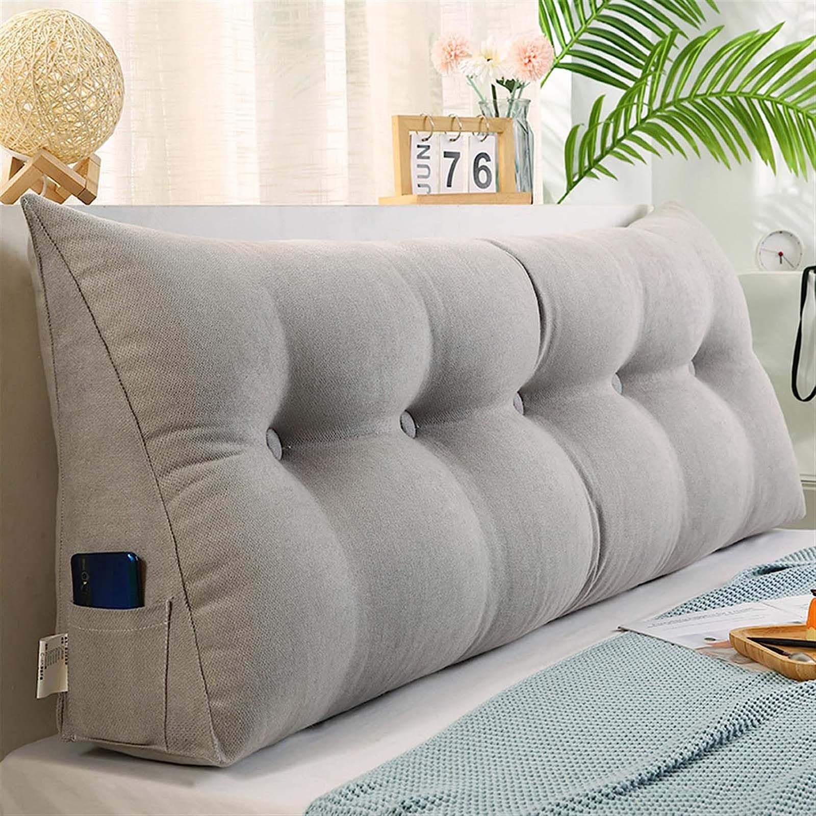FJAUOQ Cuscino A Cuneo Triangolare Cuscino da Lettura Testiera Schienale Testiera Removibile Cuscino Lombare A Cuneo Sostegno Posizionamento Bolster per Camera Divano Letto,006,100x50cm
