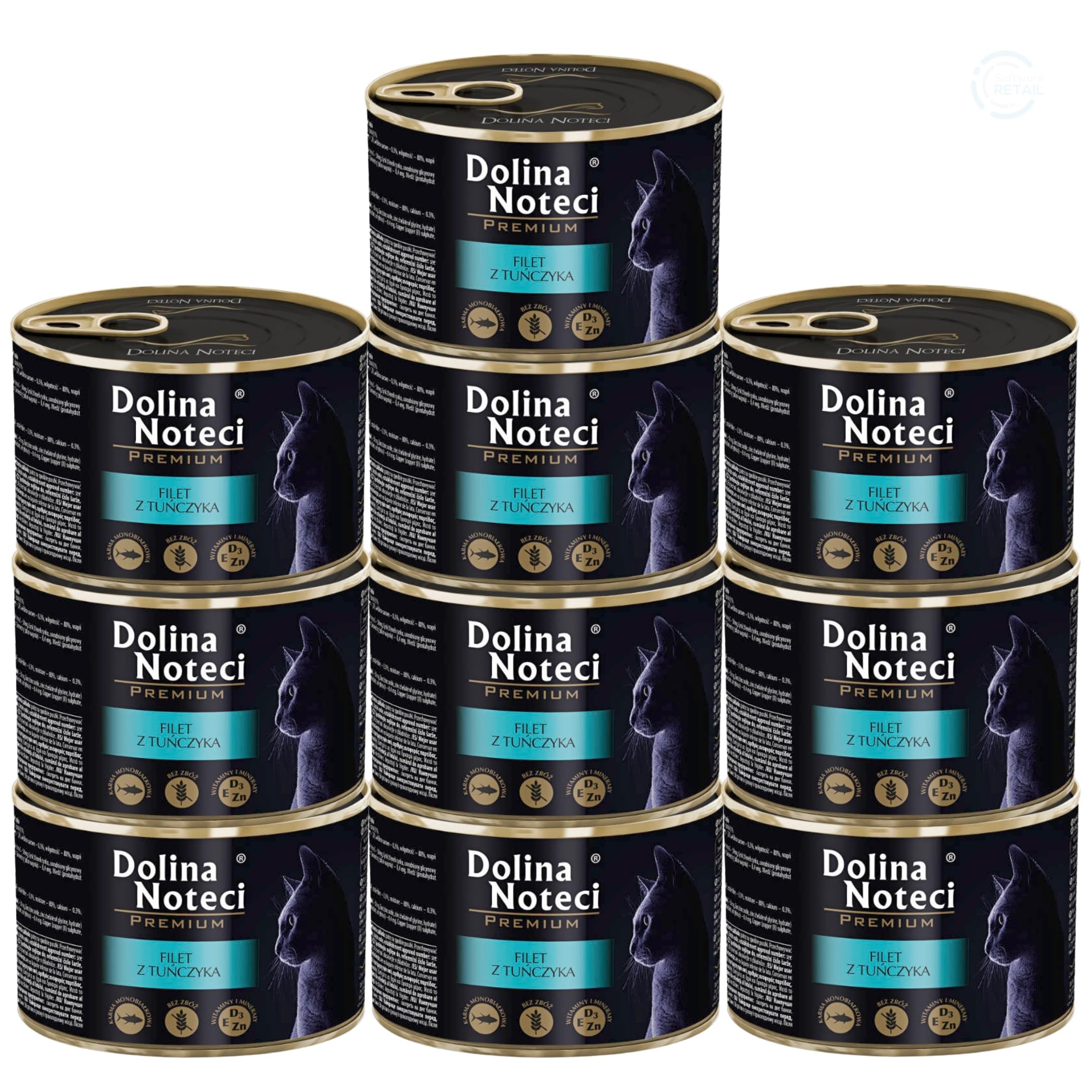 Dolina Noteci Premium Moist & Juicy Wholesome Grain-Free Cat Food - Natural Meat Recipes Enriched with Vitamins & Minerals for Happy, Healthy Cats! (Tuna Fillet, 10x185g)