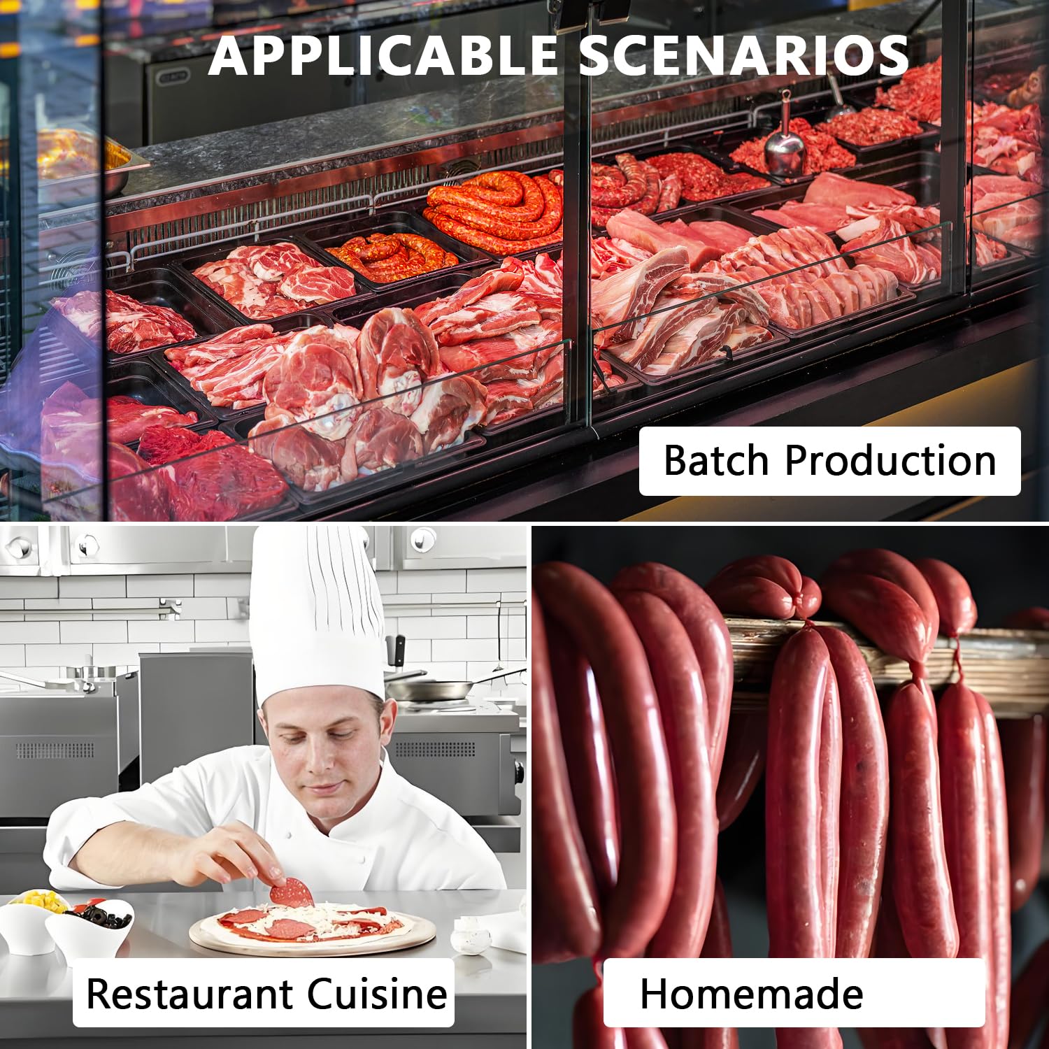 3LB Insaccatrice per Salsiccia, Acciaio Inossidabile Macchina per Salsiccia, Verticale Insaccatrice per Salumi con 4Tubi di Riempimento per Salsicce Fatte in Casa