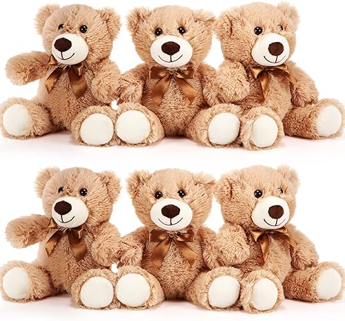 Miniatura 8 de HyDren 6 juguetes de peluche de oso suave para el día de San Valentín, juguetes para dormir y jugar, para decoración de baby shower, niño y niña