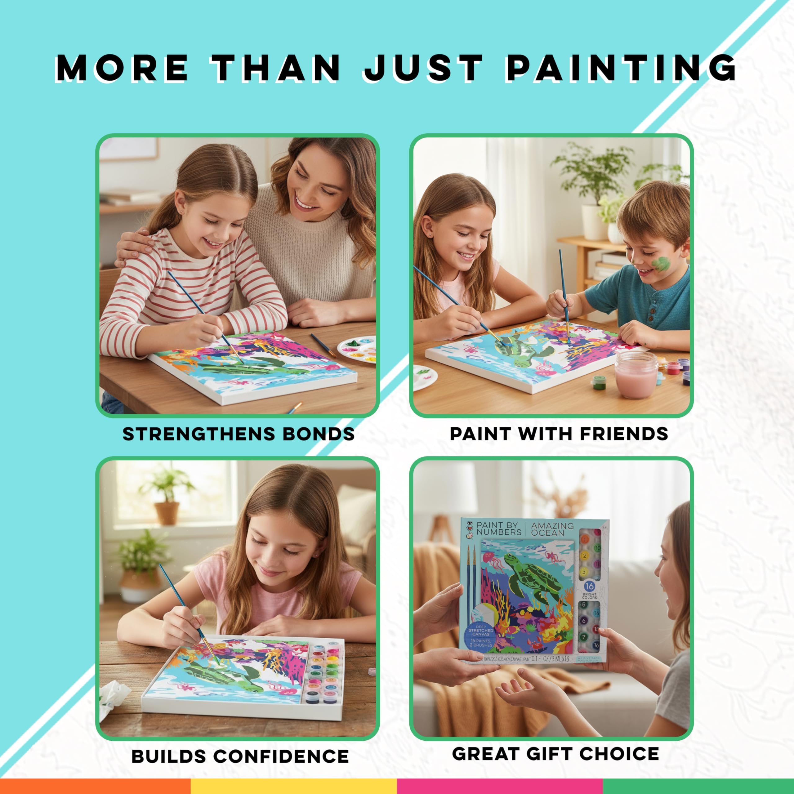 Amazon | Bright Stripes iHeartArt Paint by Numbers Amazing Ocean
