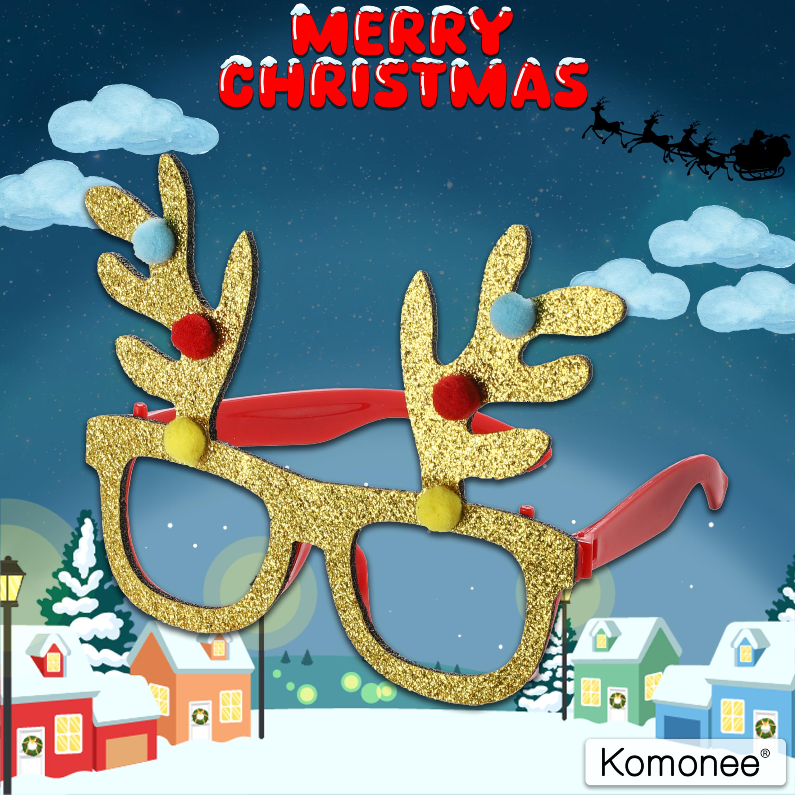Komonee 12 x Christmas Novelty Glasses Sunglasses, Gold, 12 works of Glasses - Image 3