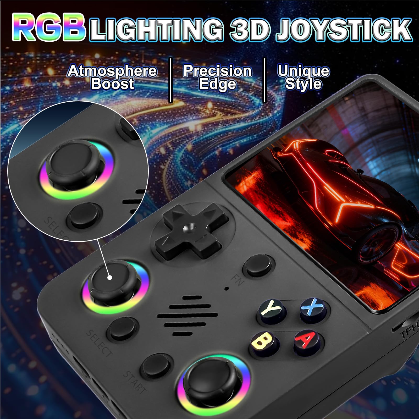 Forlarme RG36PRO Retro Video Game Console-Support 30000+ Classic Games,3.5"IPS Screen,Open Source System,64G TF card,3000mAh Battery,Portable Console for Teen or Partner - Gift for Christmas - Black