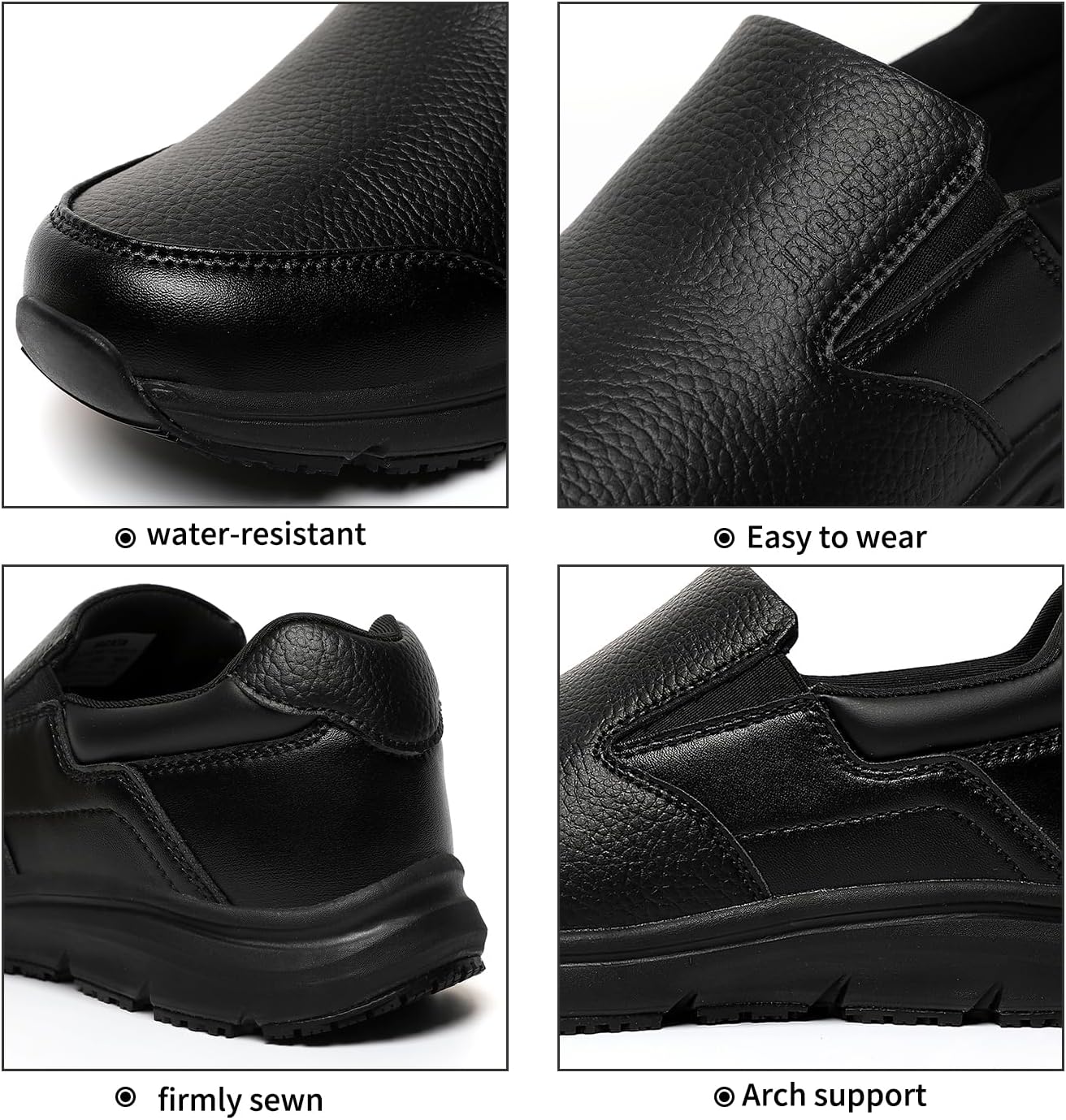 Jacata Black Casual Mens Slip On Loafers, Walking Comfortable & Light-Weight Leather Non Slip Shoes for Men - Image 5