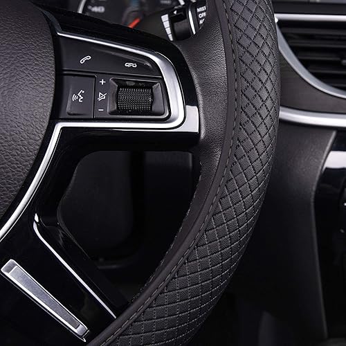 Miniatura 7 de FH Group Funda de cuero sintético de doble material de silicona antideslizante de máxima protección flexible para volante que se adapta a la mayoría