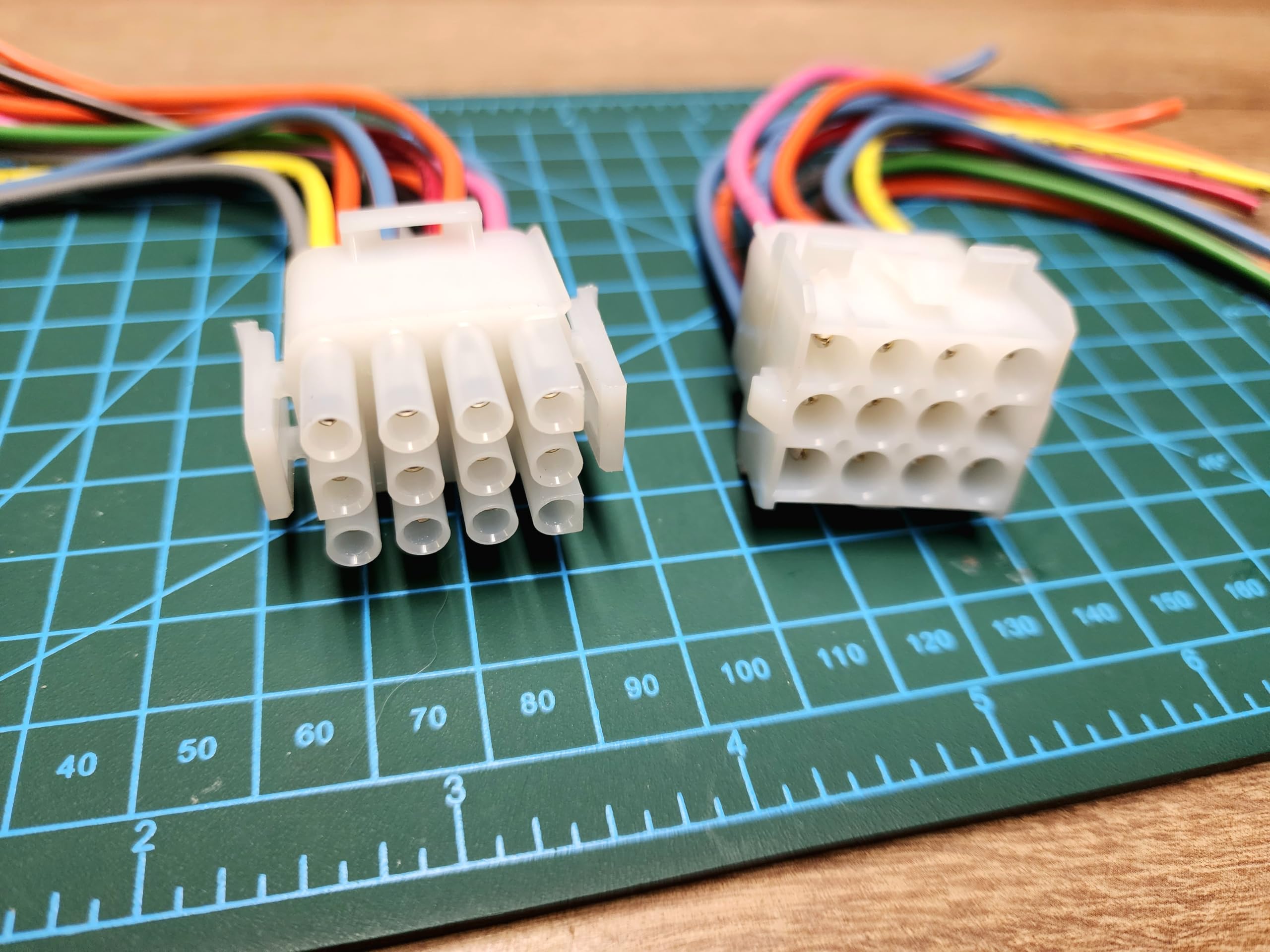 12 Pin Molex Style Electrical Connector Set With Pigtails - Male & Female White Plug