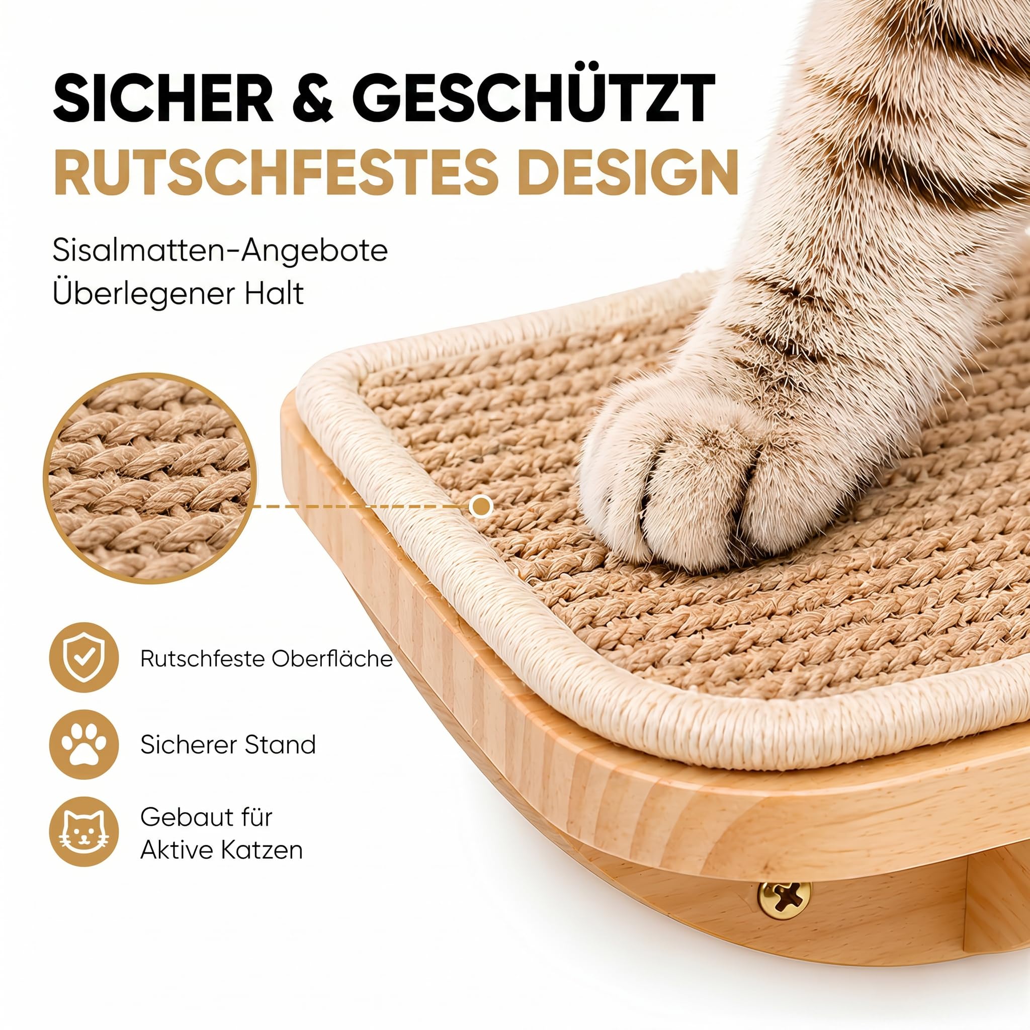 Katzentreppe Wand, Katzen Kletterwand 3er-Set mit 2 Kletterstufen & Gebogenen Plattformen, Wandmontiertes Holz Katzenwandmöbel Set für Klettern Spielen Schlafen
