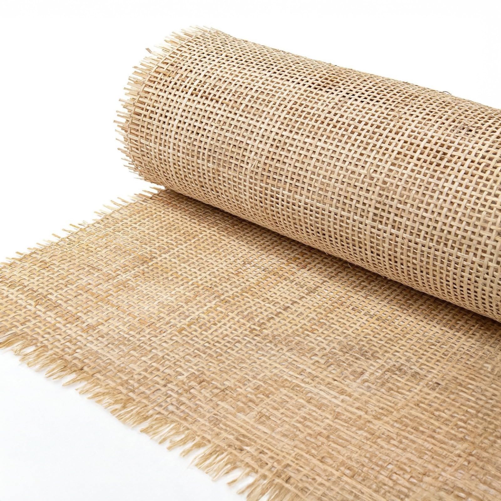 YOFAPA Natural Rattan Webbing Roll, Open Weave Cane Mesh Sheet, Raw Wicker Material for Chair Repair, Handcraft DIY Cabinet Door Panel Insert (35 cm x 1 m)