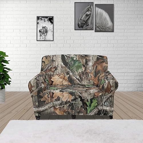 Miniatura 1 de ZOUTAIRONG Fundas elásticas para sofá con estampado de ramas de camuflaje 3D para sofá, funda para muebles de un solo cojín, decoración del hogar u