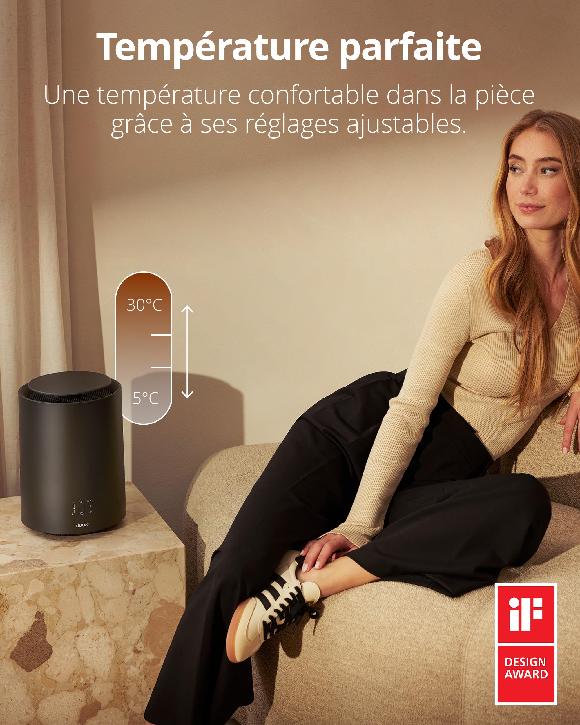 Duux Threesixty 2 Smart Chauffage Soufflant Céramique – 1800W – Thermostat