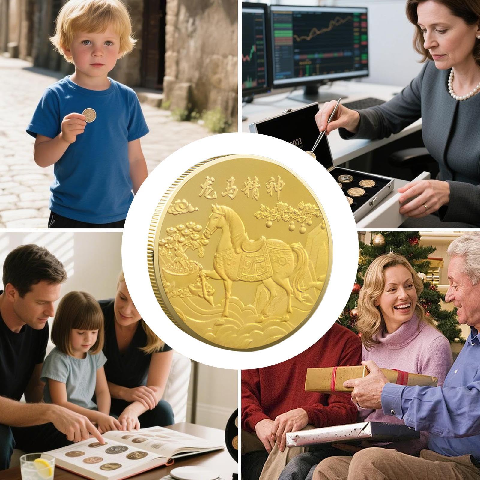 Moneda Conmemorativa Del Año Del Caballo – Decoración Tradicional Para El Hogar De Éxito De Oro De 1,57 Pulgadas | Decoraciones De Caballos De Año Nuevo Chino Para De Coche, Hogar, Escuela, Ofic
