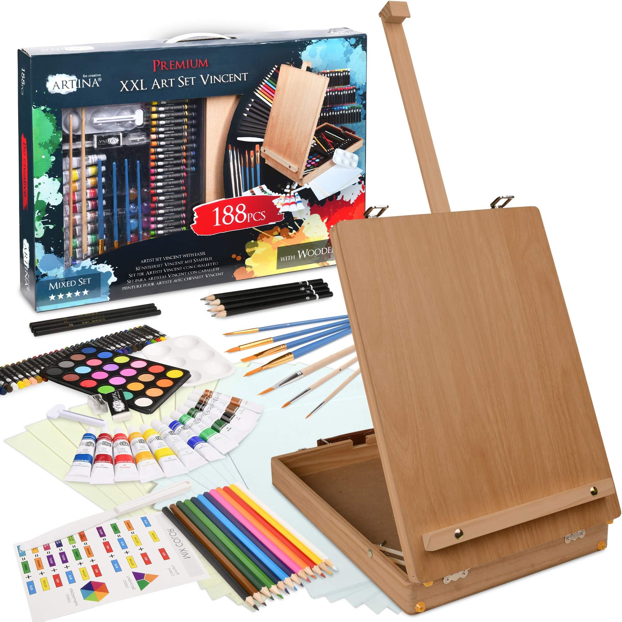 Oil Painting Set, Ohuhu 56pcs Painting Set with Table Top Easel