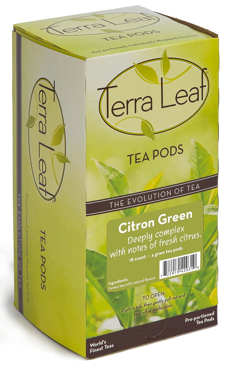 Baronet Coffee Terra Leaf Citron Green Tea Pods - 3 Boxes of 18 Single Serve Coffee Pods - 54 Count, 4 Grams - Individually Wrapped for Freshness - Fits Most Pod Brewers
