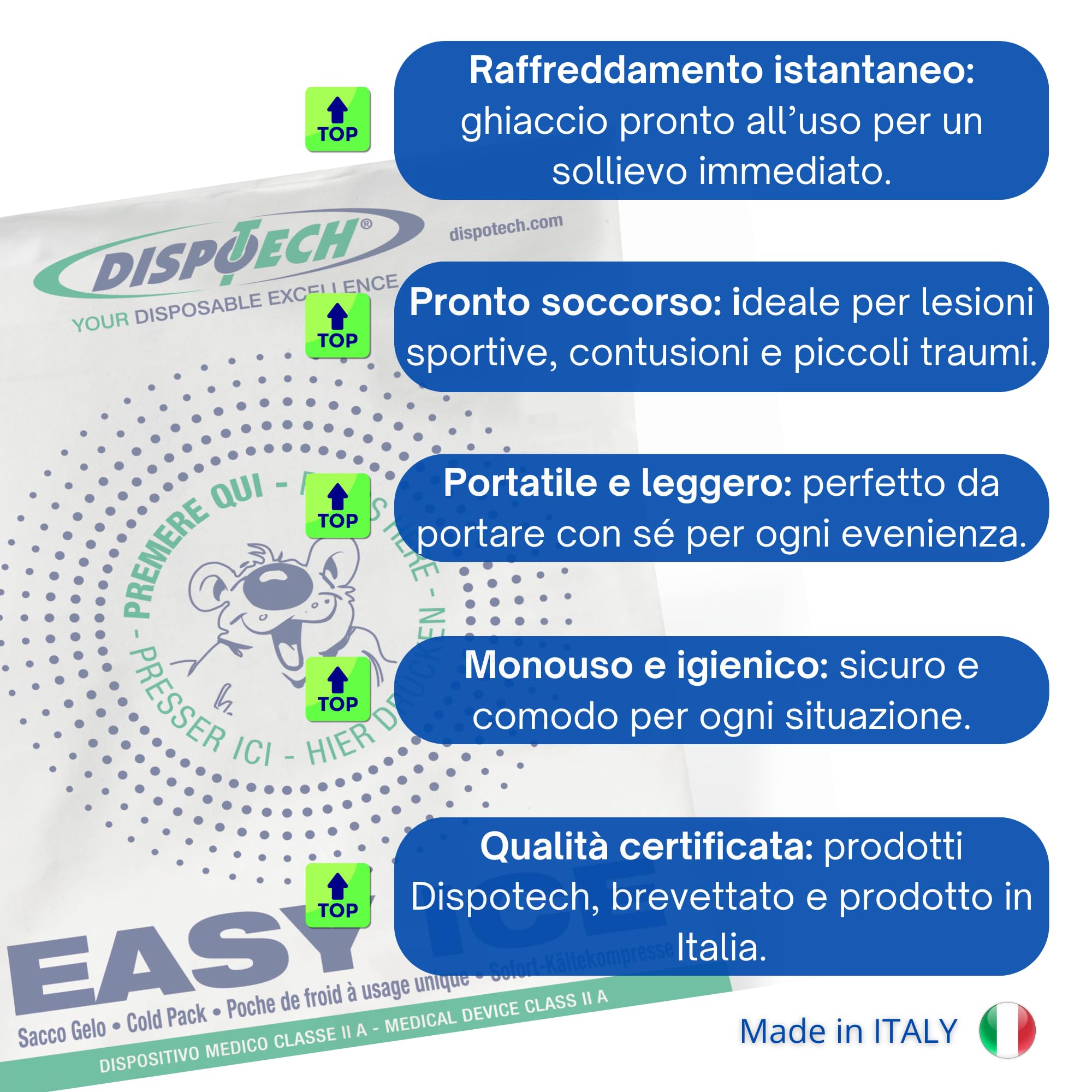 DISPOTECH - Ghiaccio Istantaneo monouso, Busta in PE - 4 Box 25pz, 100 unità - EASY ICE 14 x 18