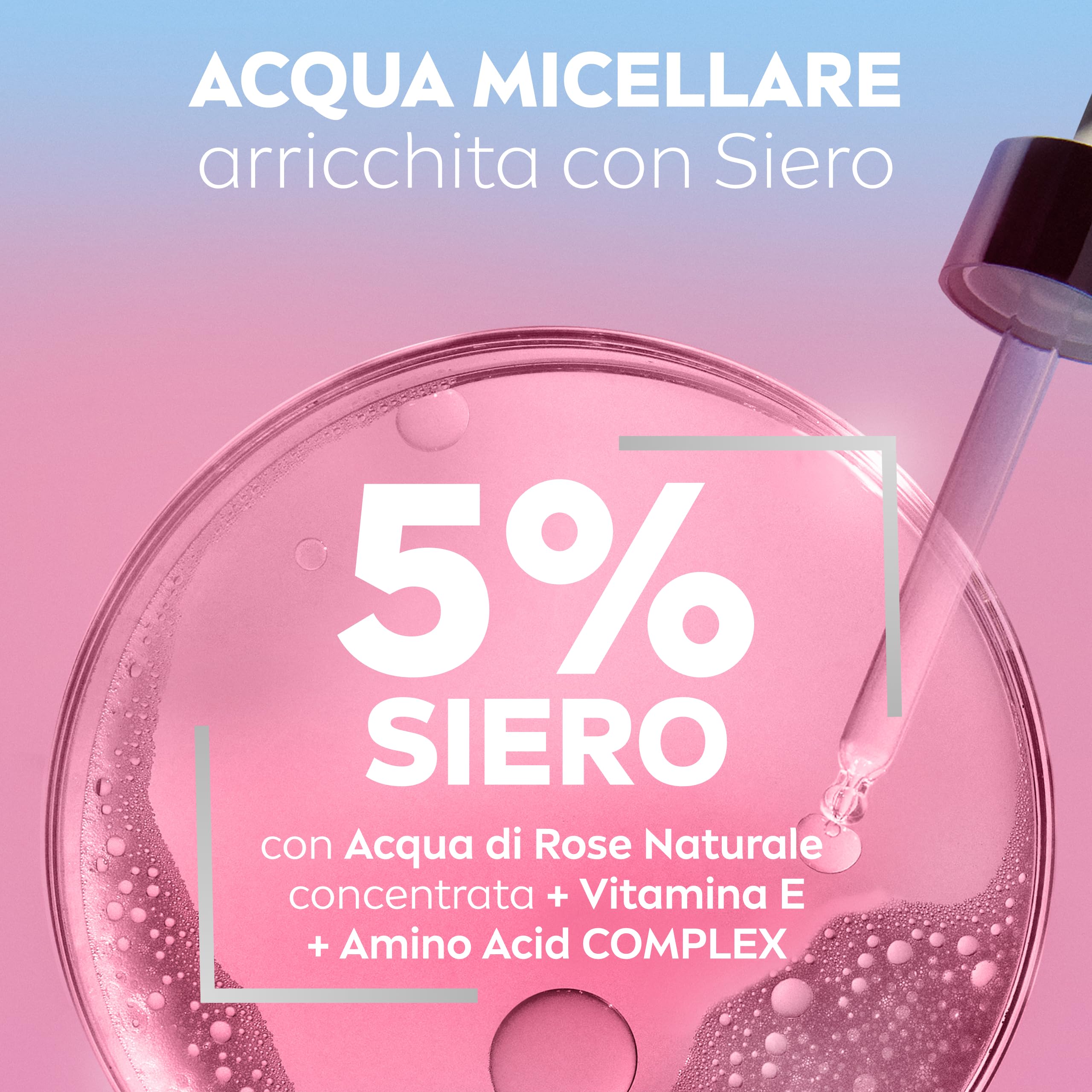 NIVEA Acqua Micellare Rose Care 400 ml, Struccante viso e occhi bifasico per trucco waterproof, Detergente viso, occhi e labbra con 5% siero con Acqua di Rose e Vitamina E, Tutti i tipi di pelle
