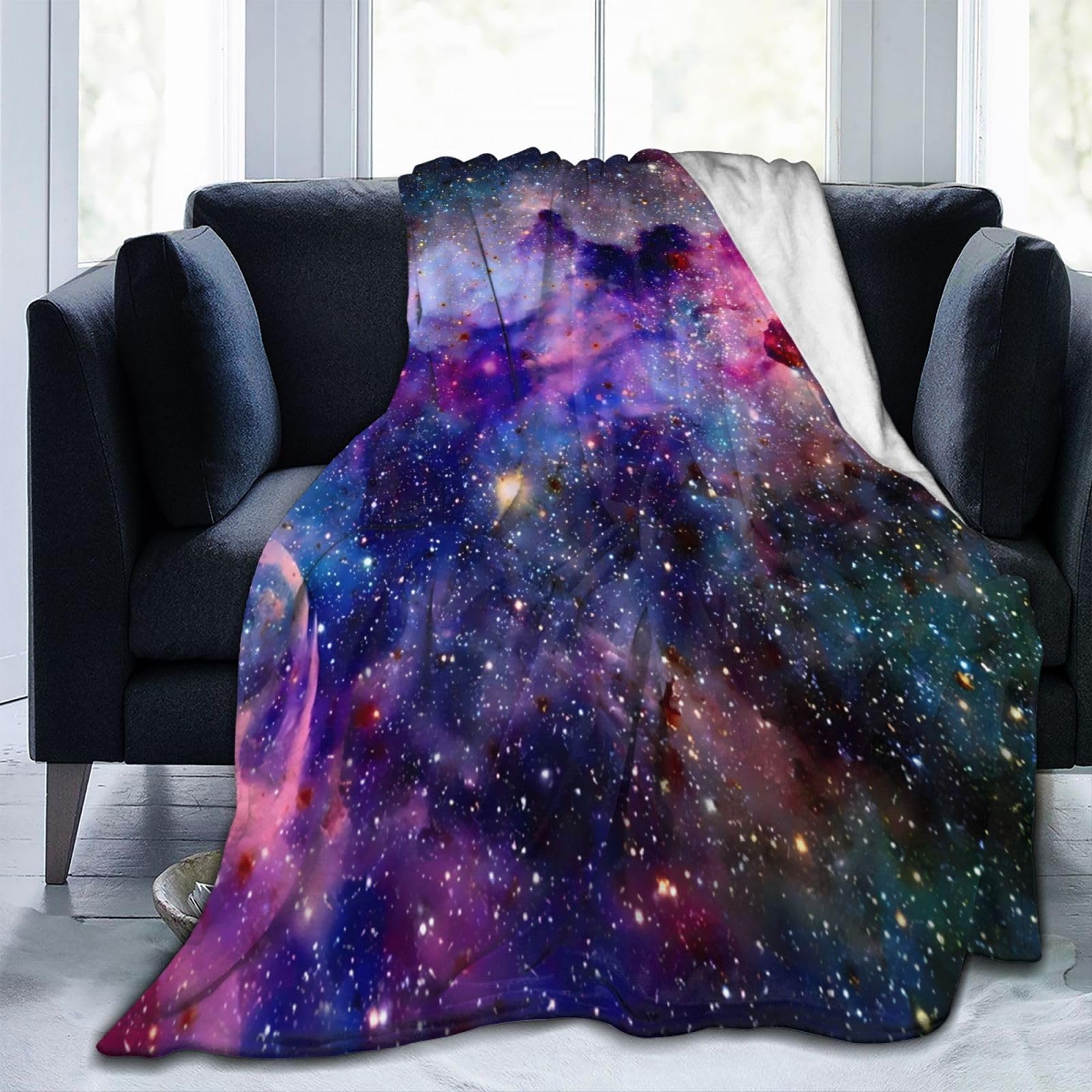 Galaxy Fleece Blanket Super Soft Cozy Throw Blanket Throw 50x60inch, Lightweight Fuzzy Comfy Textured Flannel Blanket Warm Plush Throw Blankets for