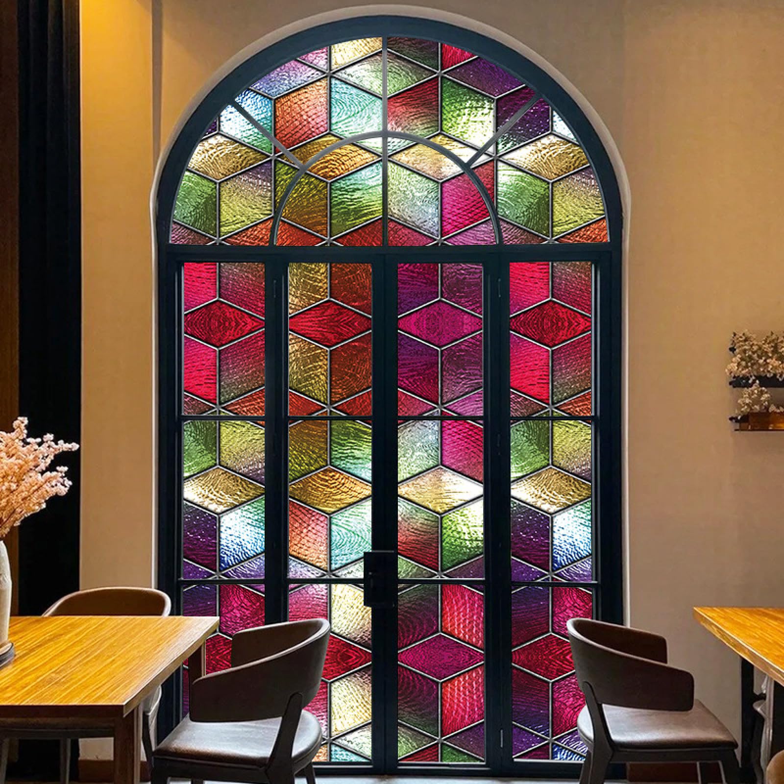 window film, Self Adhesive,for Bathroom Kitchen Rental Apartment, Window Cover Anti-Uv(200x50cm)