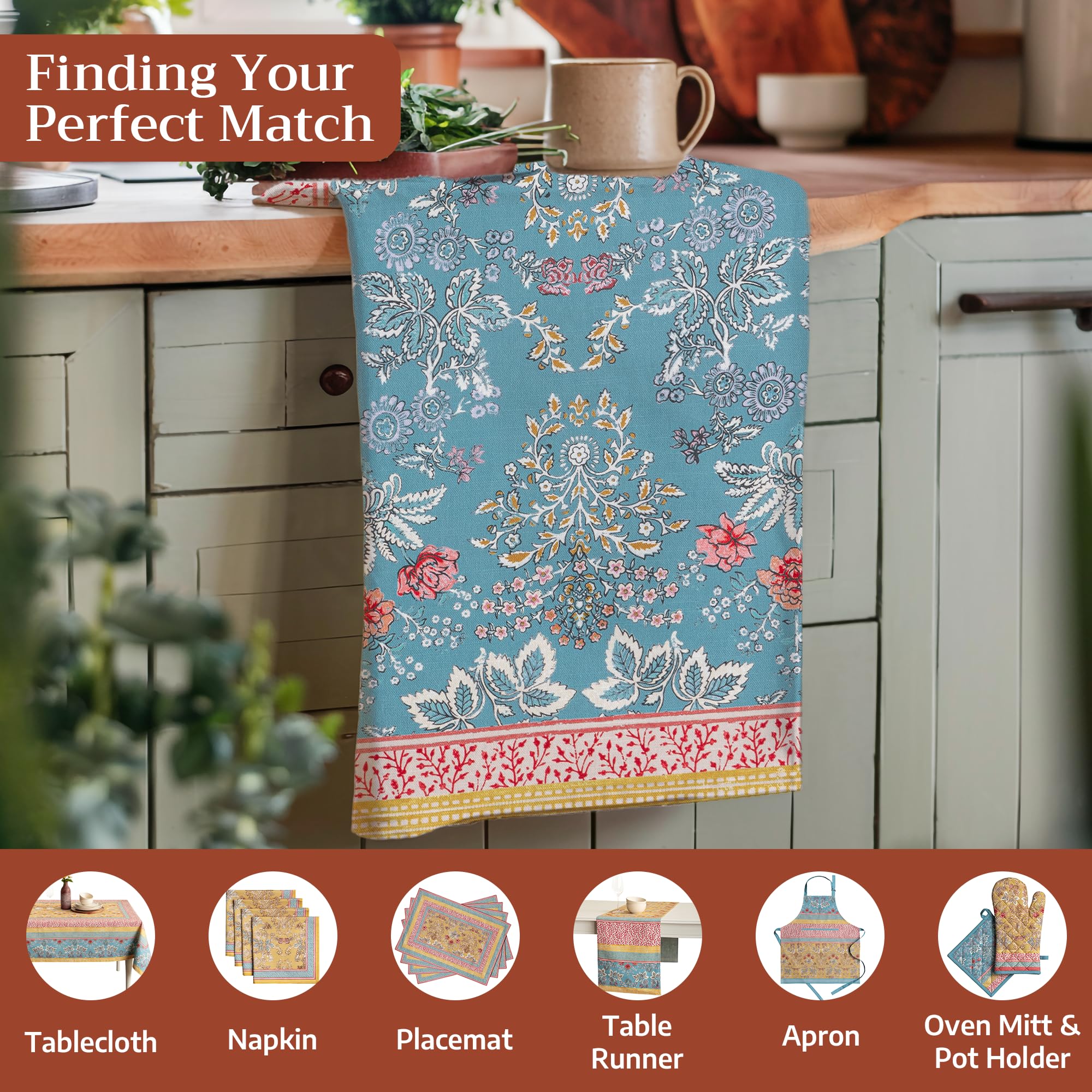 Maison d' Hermine Marquise 100% Coton Lot de 3 torchons de Cuisine Multi-usages (50 cm X 70 cm), fête mères