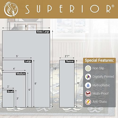 Miniatura 6 de SUPERIOR Alfombras de área para dormitorio, casa de campo, cocina, entrada, cuarto de servicio, decoración de sala de estar, colección Motega, 2