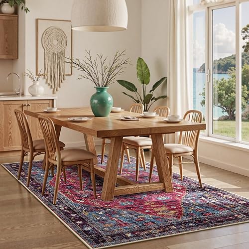 Miniatura 559 de Lahome Tapete tribal bohemio, pequeño, suave, antideslizante, lavable, de pelo corto, para piso en puerta, interior, entrada, baño, silla, Verde