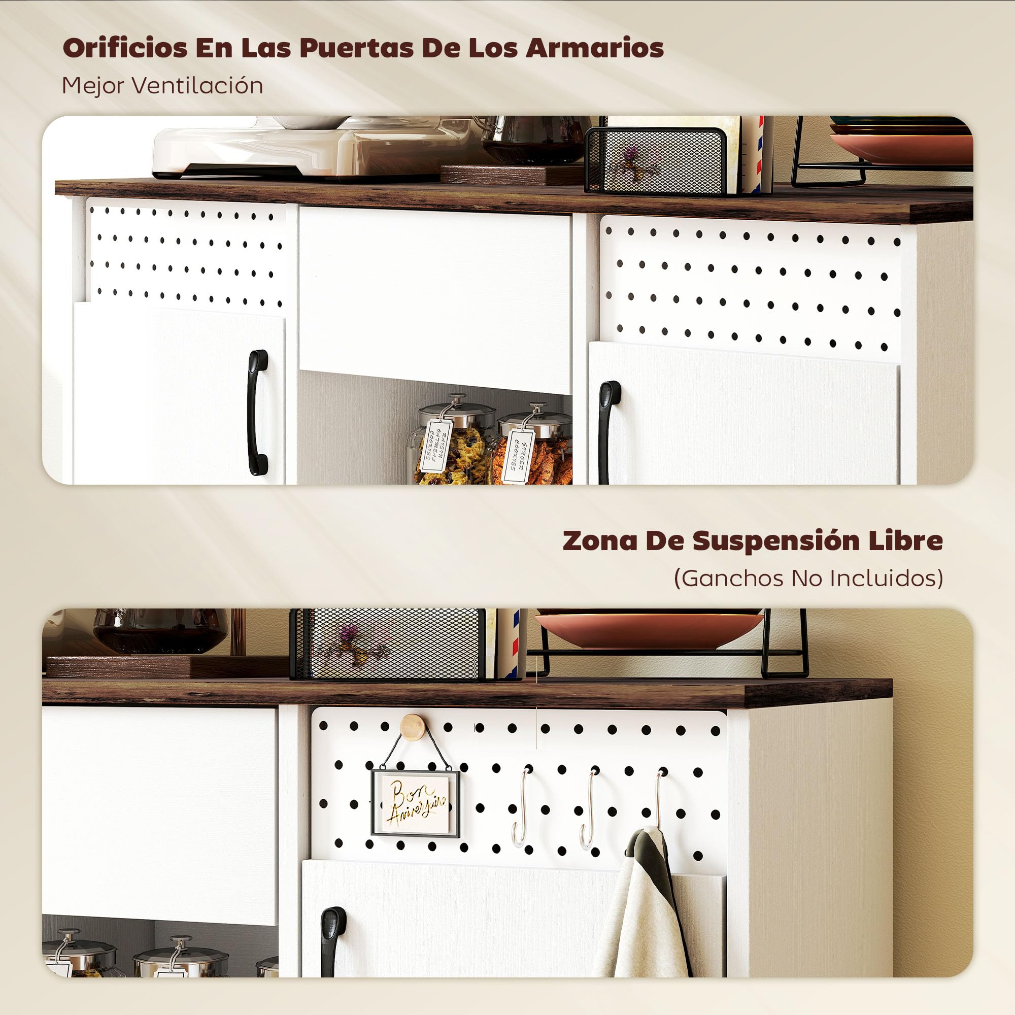 HOMCOM Aparador de 2 Puertas con Tablero Colgante 100x40x80 cm Blanco | Aparador para Salón, Cajón, Compartimentos Abiertos, Estantes Ajustables, para Cocina, Entrada, Oficina
