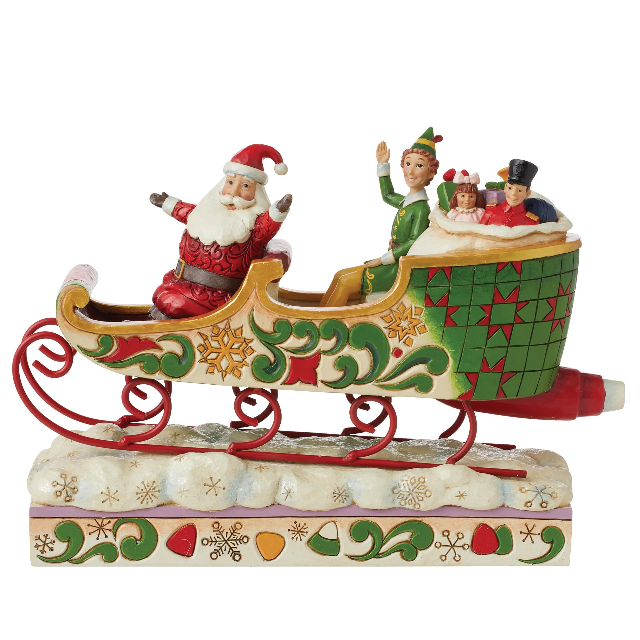 Elf by Jim Shore Spreading Christmas Cheer (Buddy and Santa In Sleigh) Figurine