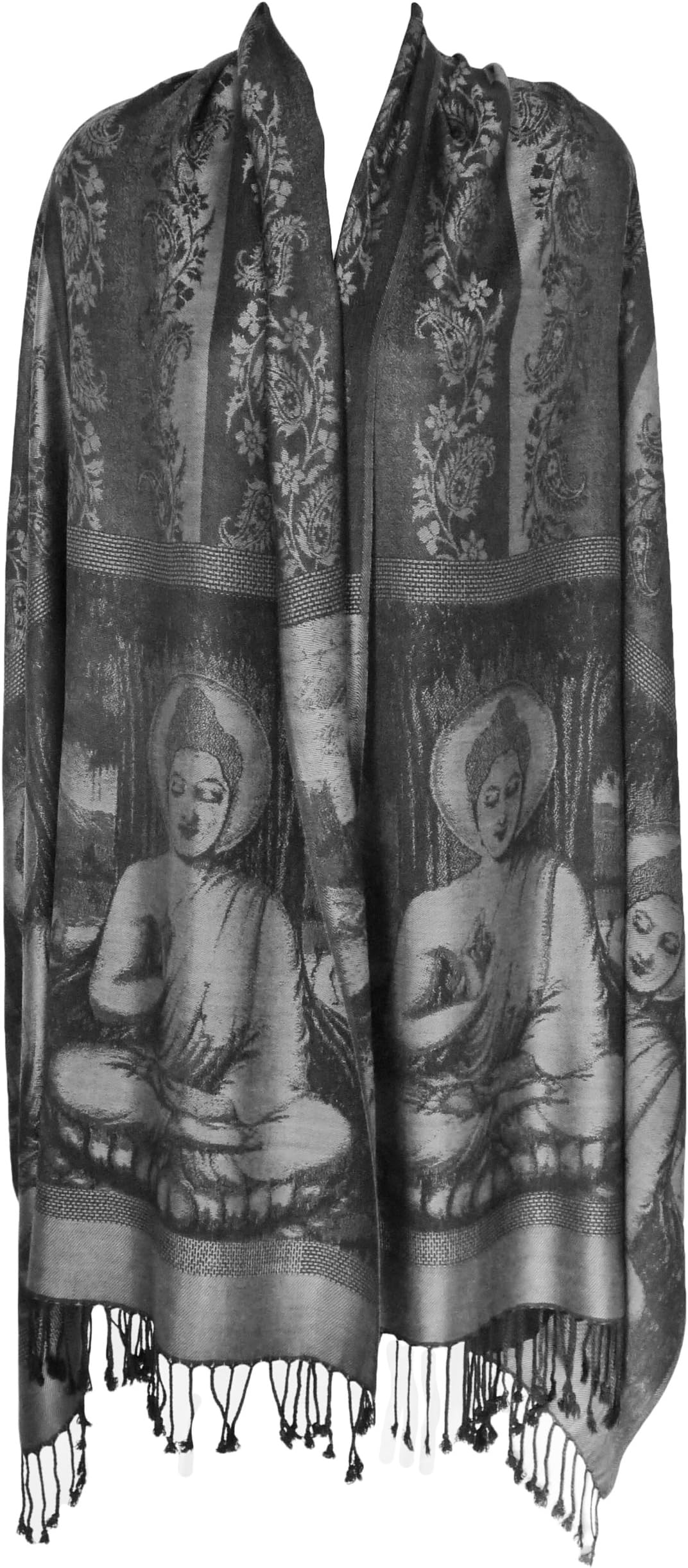 Buddha Meditation Prayer Shawl Yoga Wrap Cover (Silver)