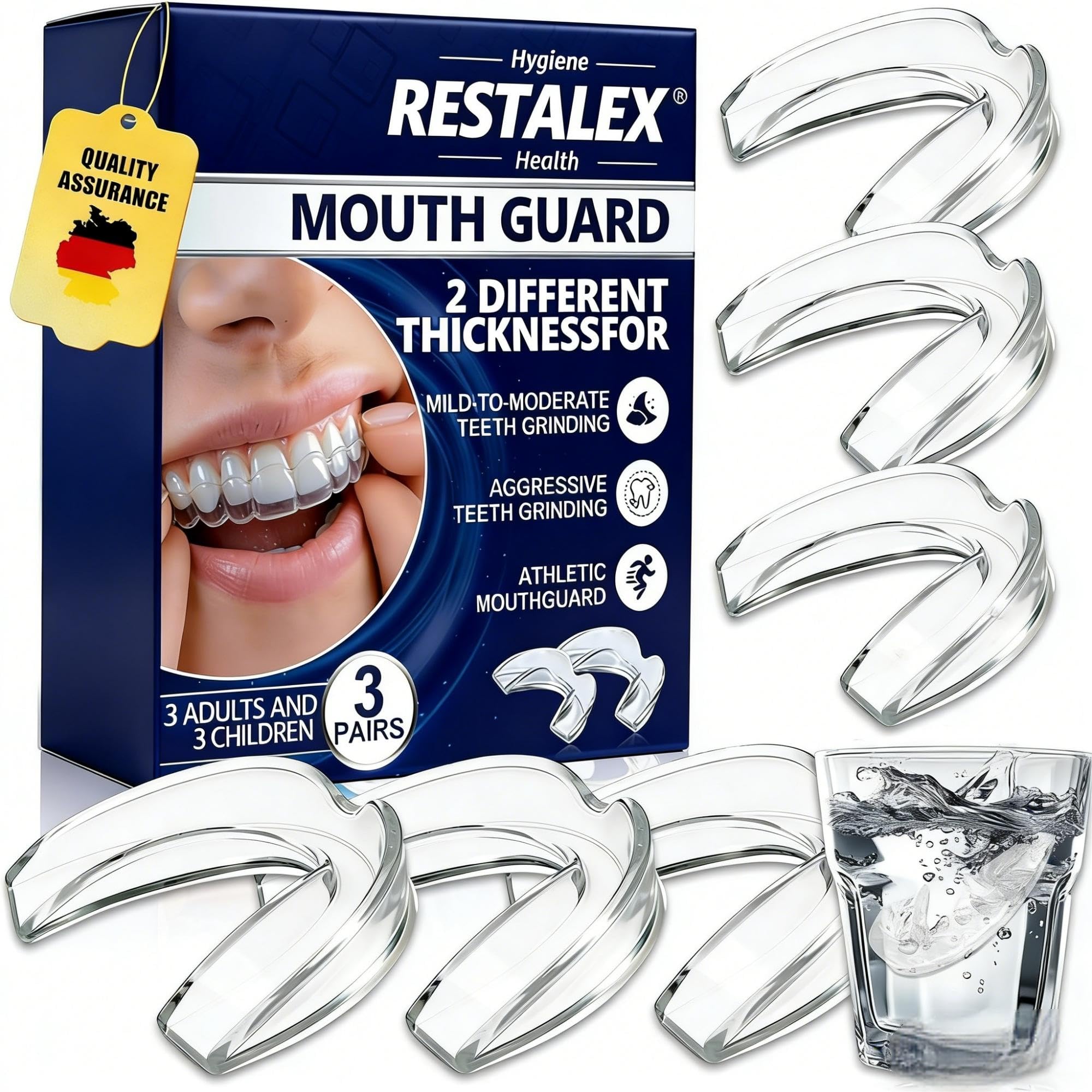 6 Piezas Ferula Bruxismo Dental Noche, Protector Bucal Para Dormir, Ferula bruxismo Anti Ronquidos, Moldeable, para Protección Dientes Mejora la Del Sueño