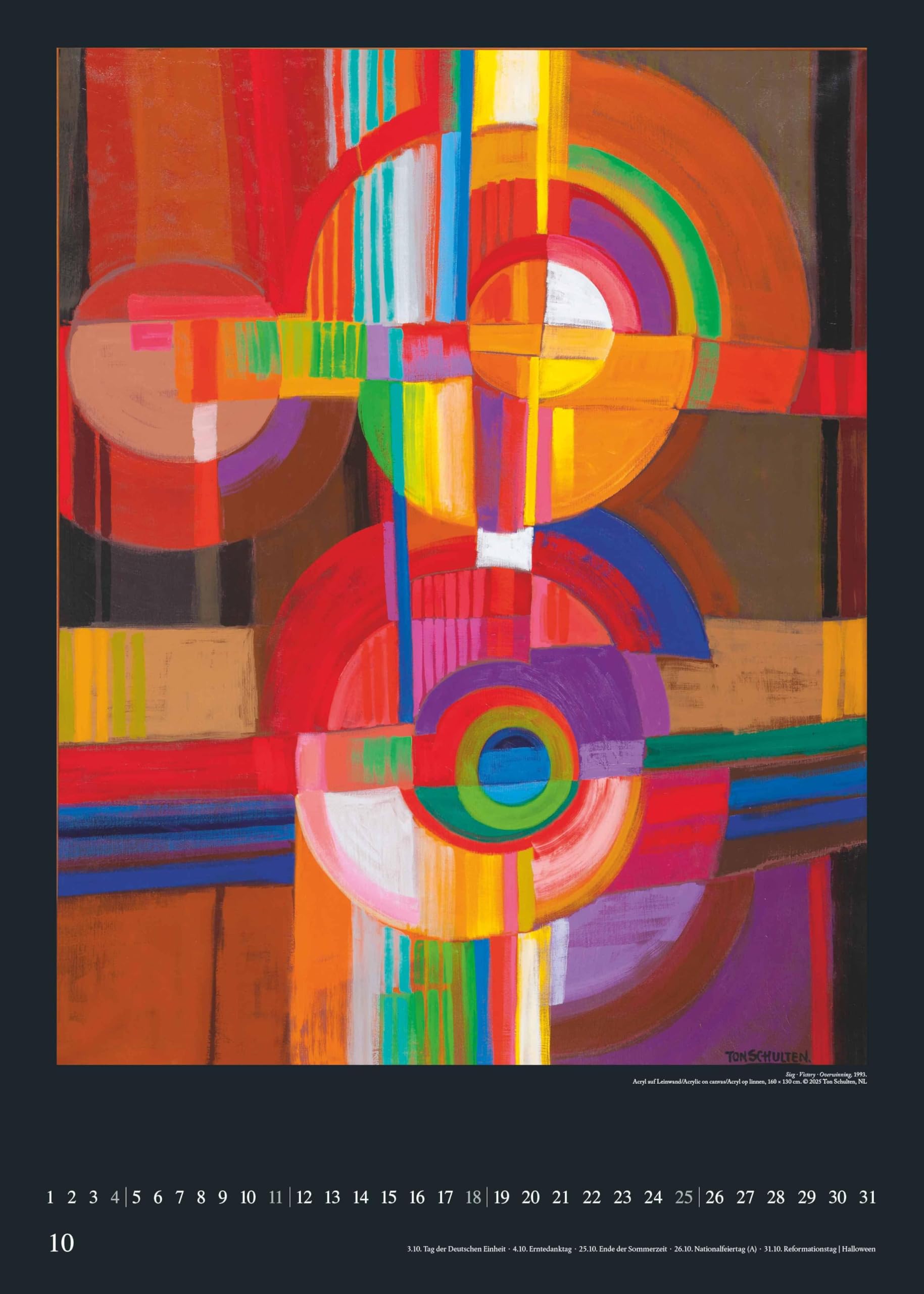DUMONT - Ton Schulten 2026 – Kunst-Poster-Kalender 50 x 70 cm, Wandkalender mit farbenstarken Landschaftsmosaiken für Kunstliebhaber