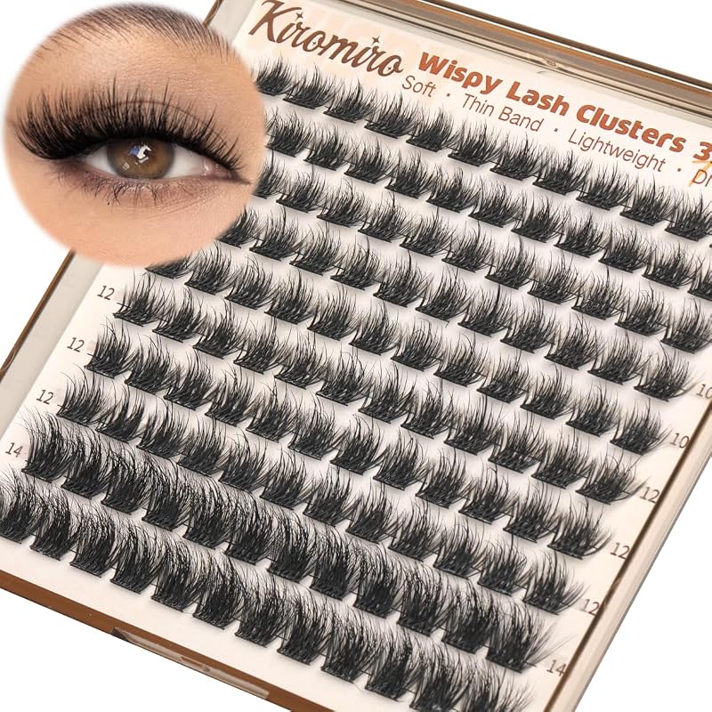 Kiromiro Cílios Postiços em Clusters com Curvatura D, 8 a 14 mm, 120 unidades
