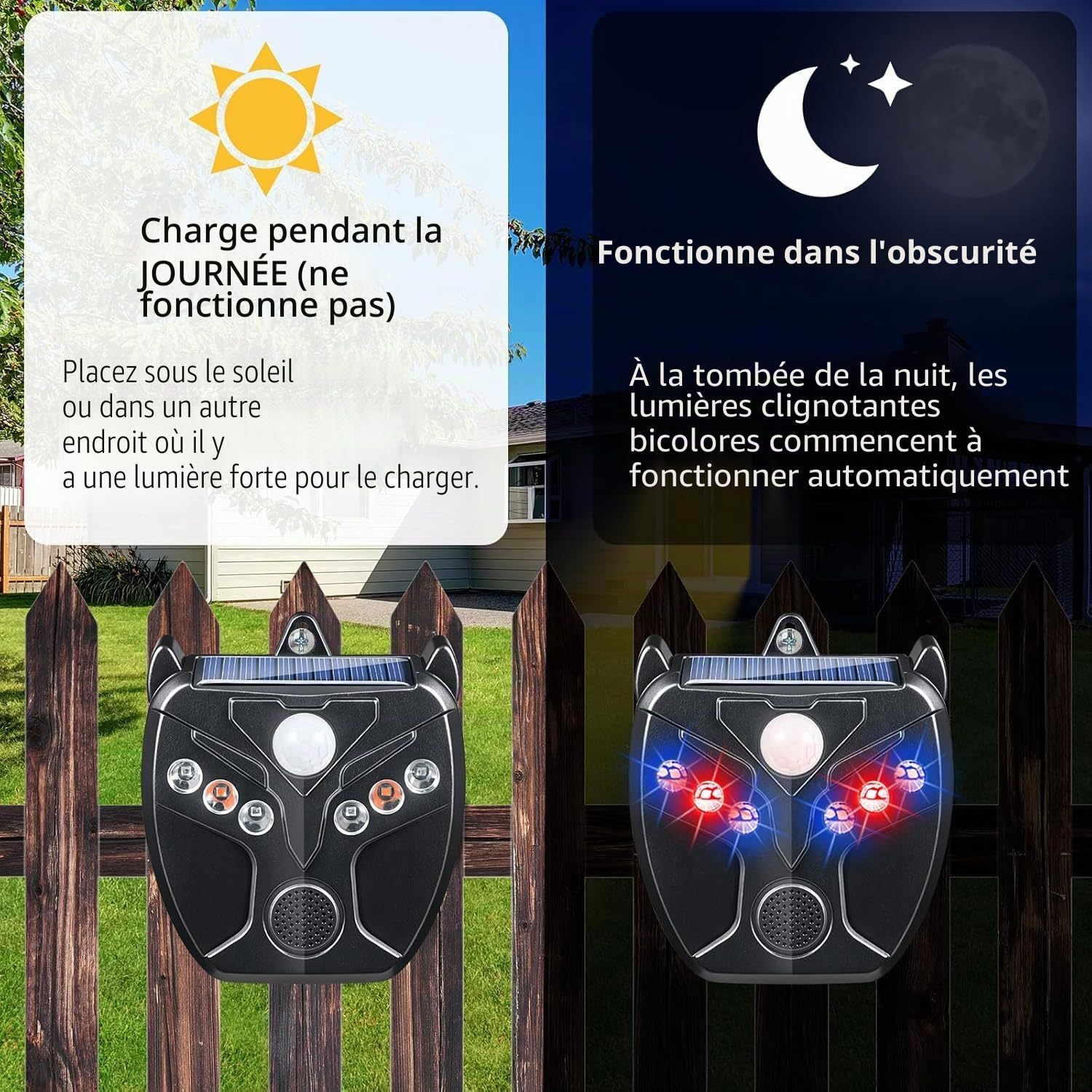 4X Répulsif Solaire pour Animaux Nocturnes, Dissuasif de Coyotes pour Jardin, Répulsif Lumineux Contre Moufettes et Renards, Protection Contre Prédateurs pour Poulailler