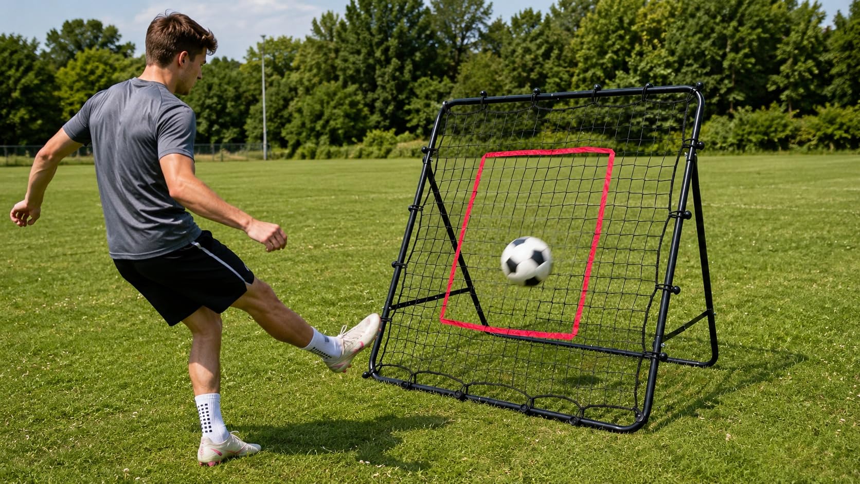 Kapler Red de rebote para portería de fútbol para niños, pared de rebote al aire libre para entrenamiento eficaz