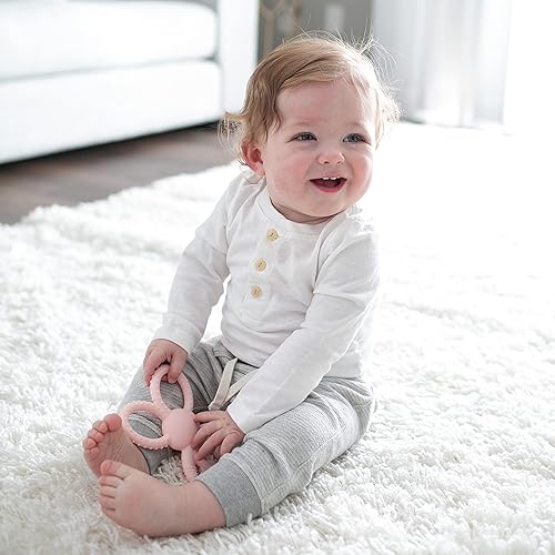 Miniatura 9 de Dr. Brown's Flexees Pink Bunny, mordedor suave de silicona 100% para bebé, sin BPA, 3 meses +