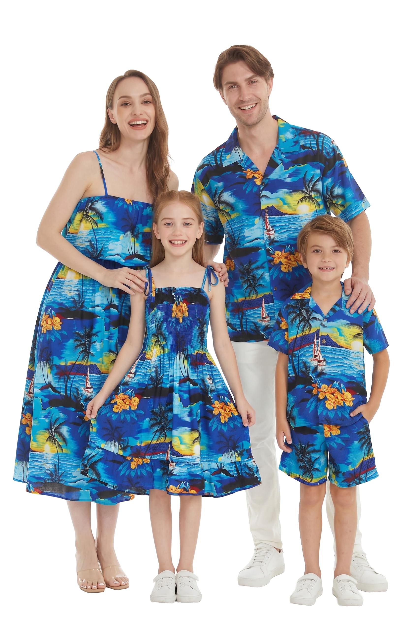 Hawaii Hangover Family Matching Hawaiian Clothes, Sunset Blue