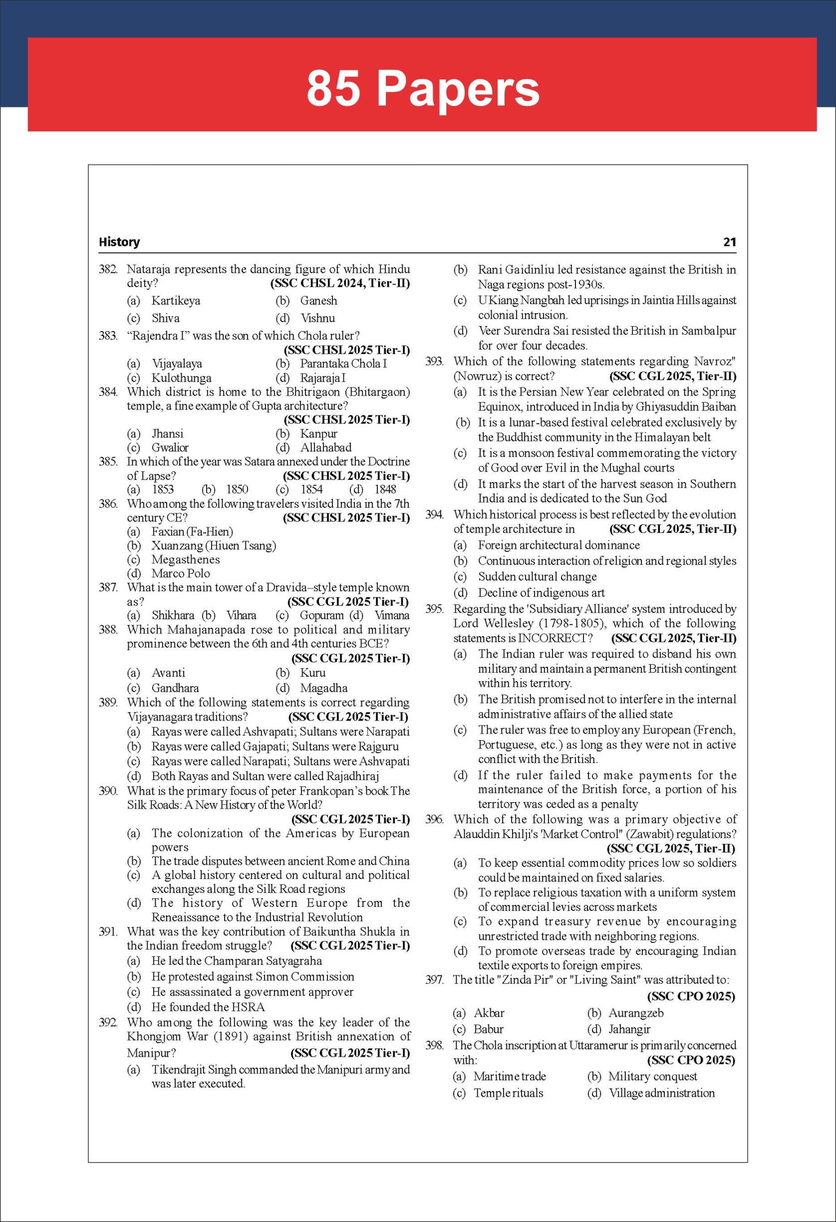 85 Topic-wise 2026 - 2010 SSC General Awareness Previous Year Question Bank - CGL (Tier I & II), CHSL (Tier I & II), MTS, CPO & Stenographer 8th Edition 4
