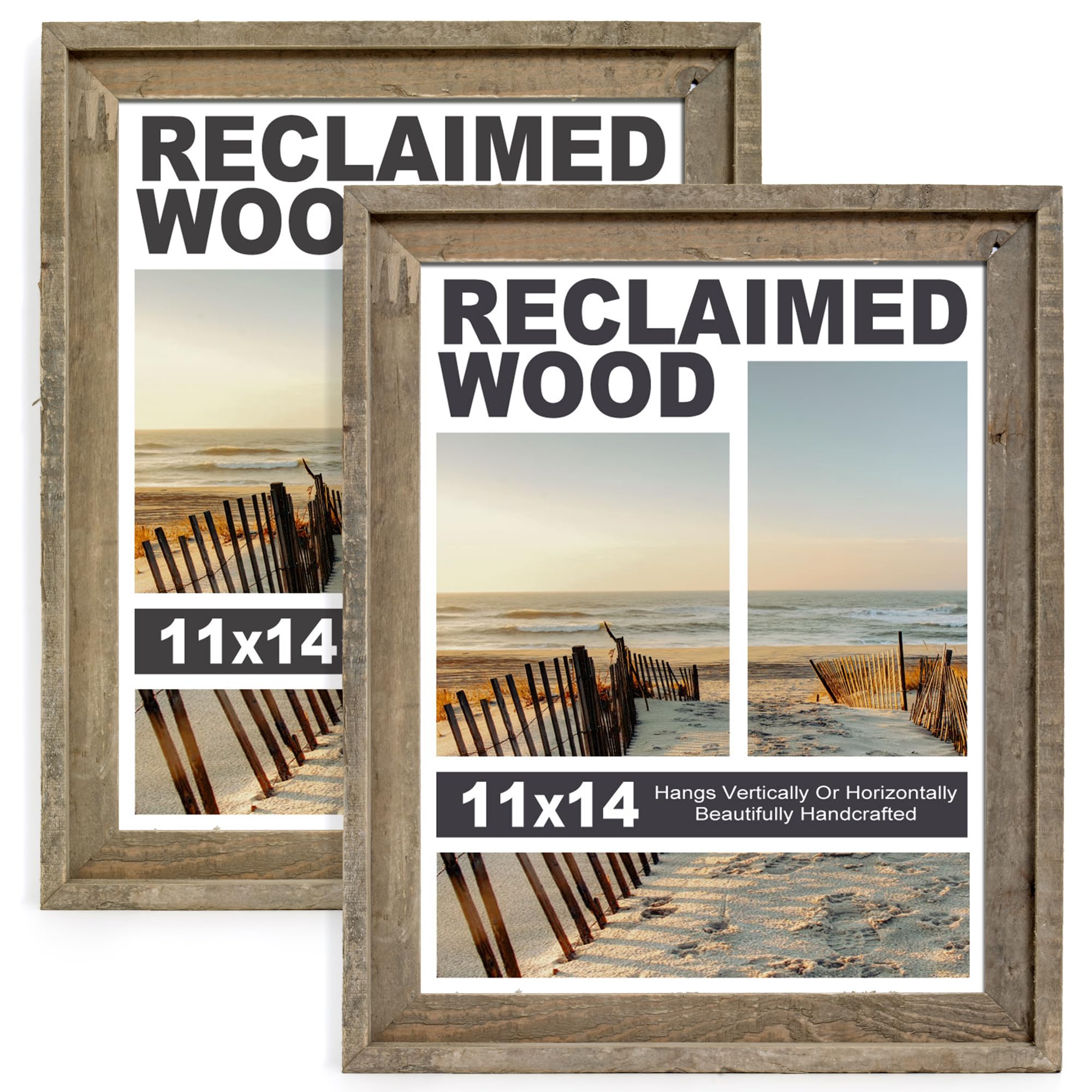 FLYJOE Reclaimed Barnwood Picture Frame Set of 2