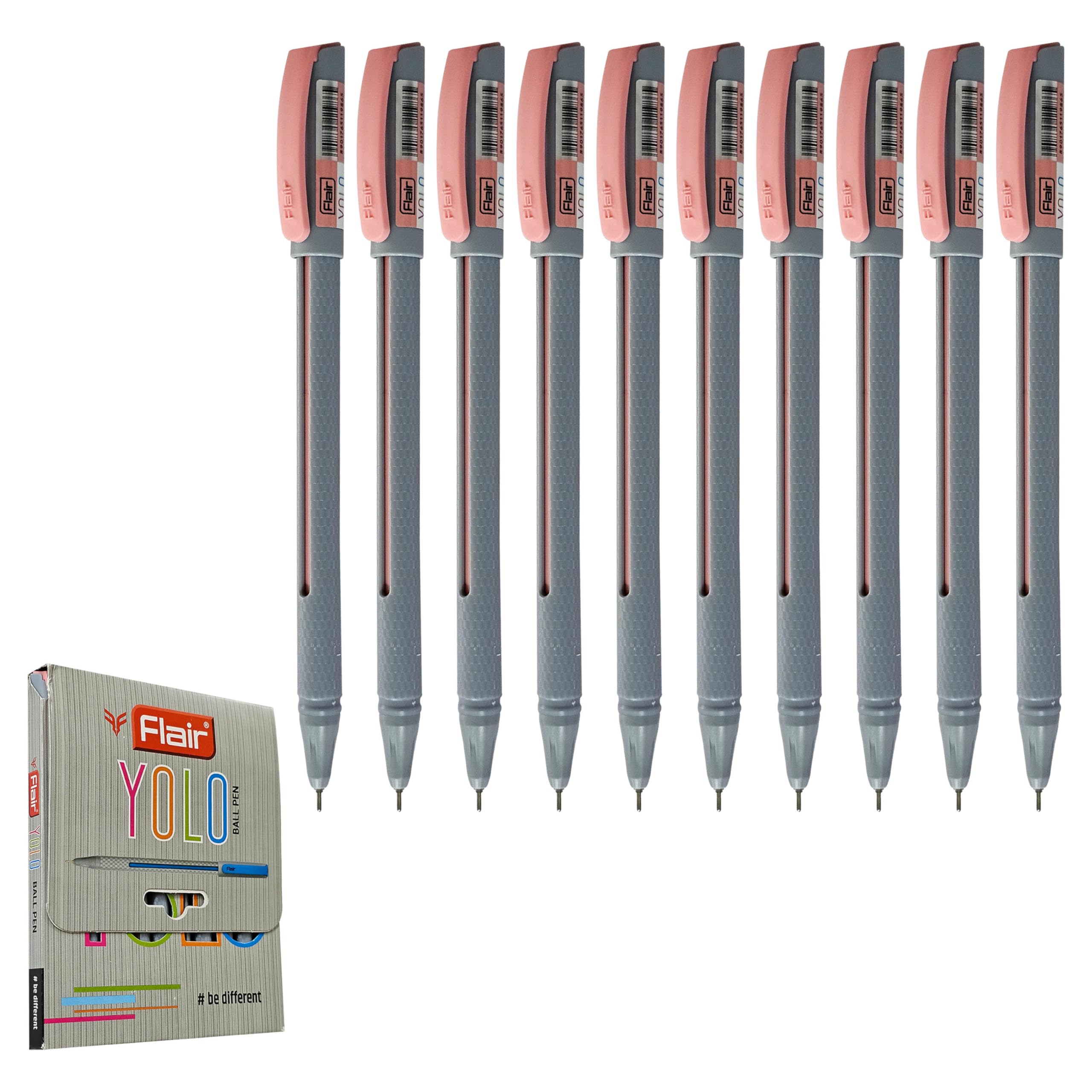 YOLO Ballpoint Pens, RED, Fine Point (0.7mm), Pack of 10, Smooth Ball Pens, Perfect for School Office Home Everyday Use, iZOFAX