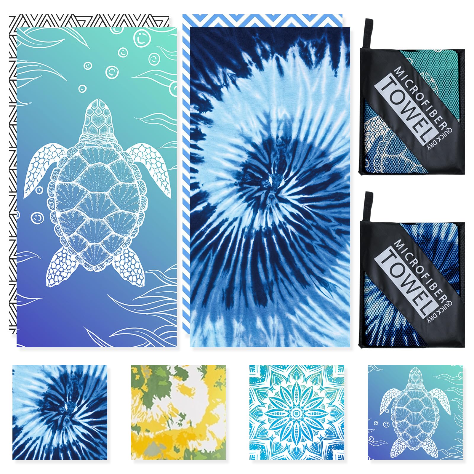 Startseite Microfibre Beach Towels for Adults - 2 Pack 180x100cm Lightweight Beach Towel Extra Large, Sand Free & Quick Dry Beach Towel Extra Large for Travel, Swim, Sports(Flower and Turtle) โ image 1