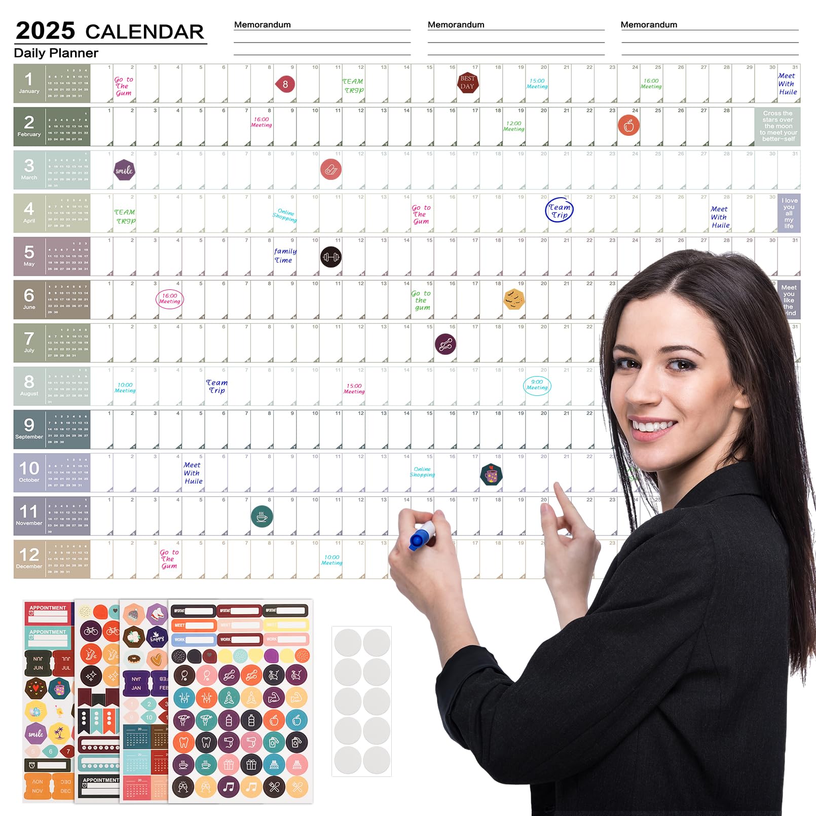 2025 Yearly At a Glance Wall Calendar 12 Month, Large Full Year Wall Calendar 2025 One Page, Big Annual Yearly Wall Calendar 2025-2026, Whole Year Wall Calendar Poster 365 Day, Jan. 2025 - Dec. 2025