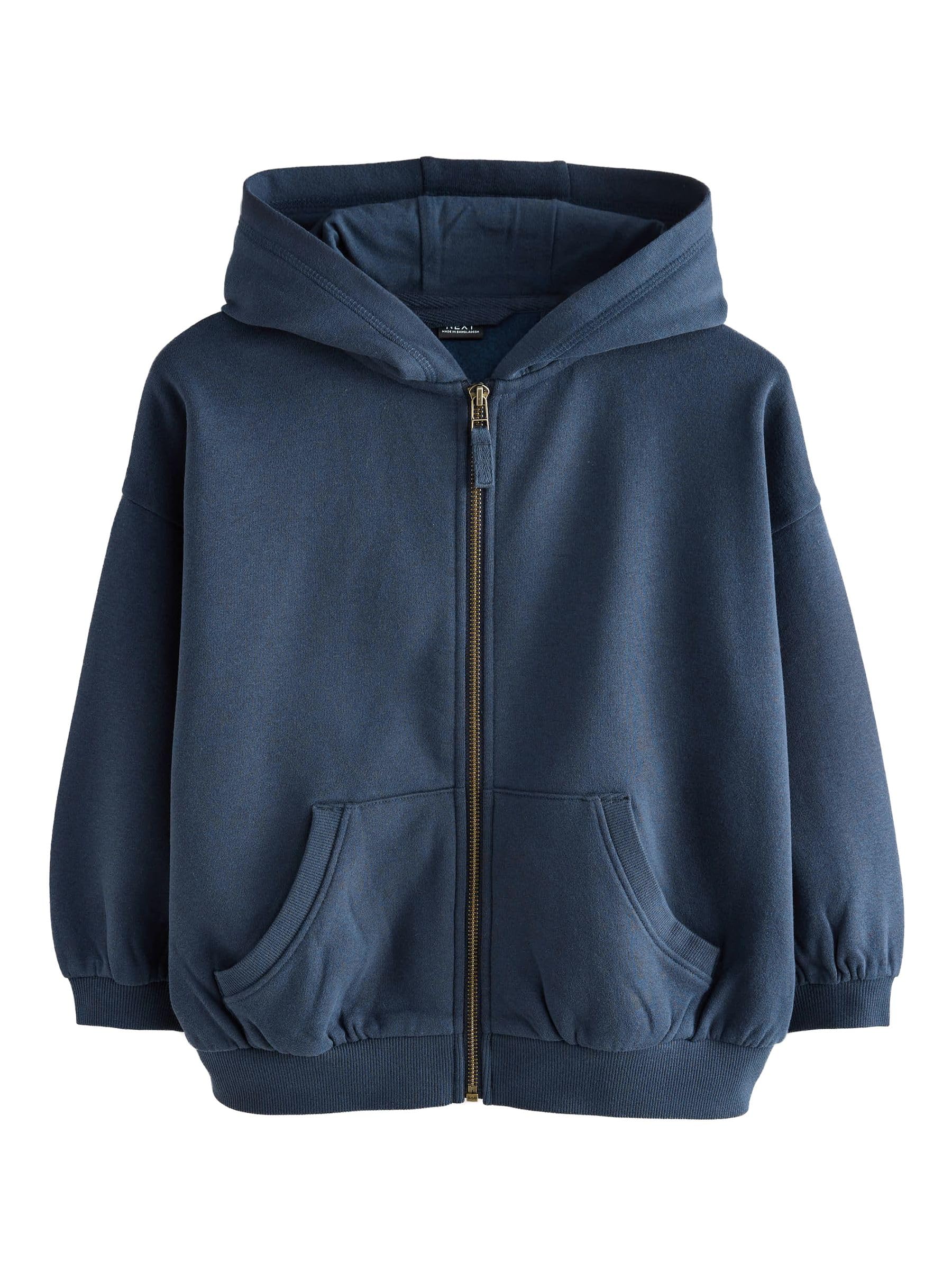 NEXT Ragazza Felpa Sportiva con Cappuccio e Zip in Misto Cotone