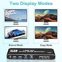Vista 3 de NEWCARE Conmutador KVM 2 Monitores 2 Computadoras, HDTeka 4K@60Hz HDMI KVM Switches con 4 puertos USB 3.0, Teclado Video Ratón Audio Periféricos