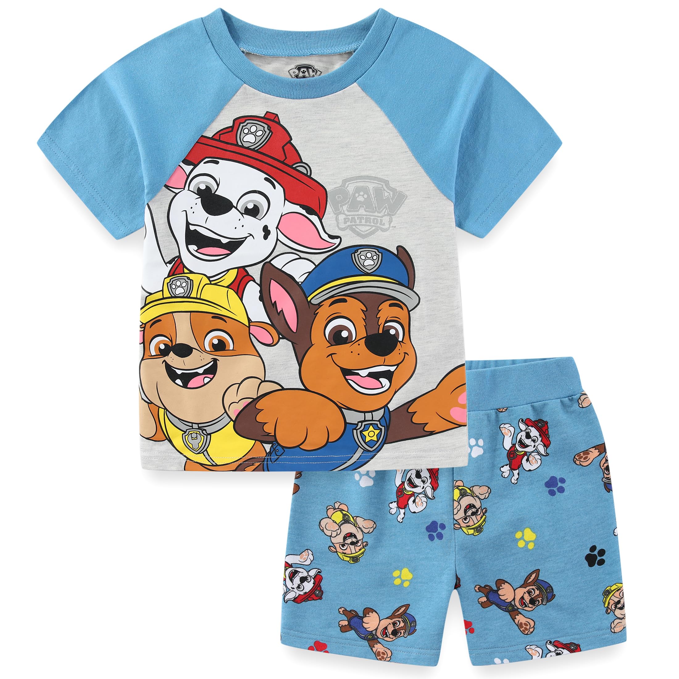 Paw Patrol Nickelodeon Boys Short Sleeve T-Shirt and French Terry Shorts Set for Toddler and Big Kids